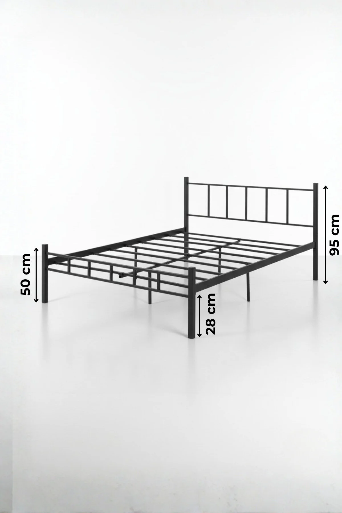 Sevinse Home Çift Kişilik Ferforje Metal Karyola Siyah