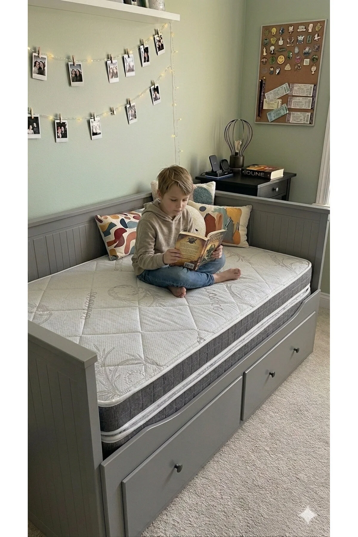 sleepnice Fermuarlı Ayrılabilir Divan Hemnes Uyumlu Ortopedik Bamboo Sünger Yatak 20cm