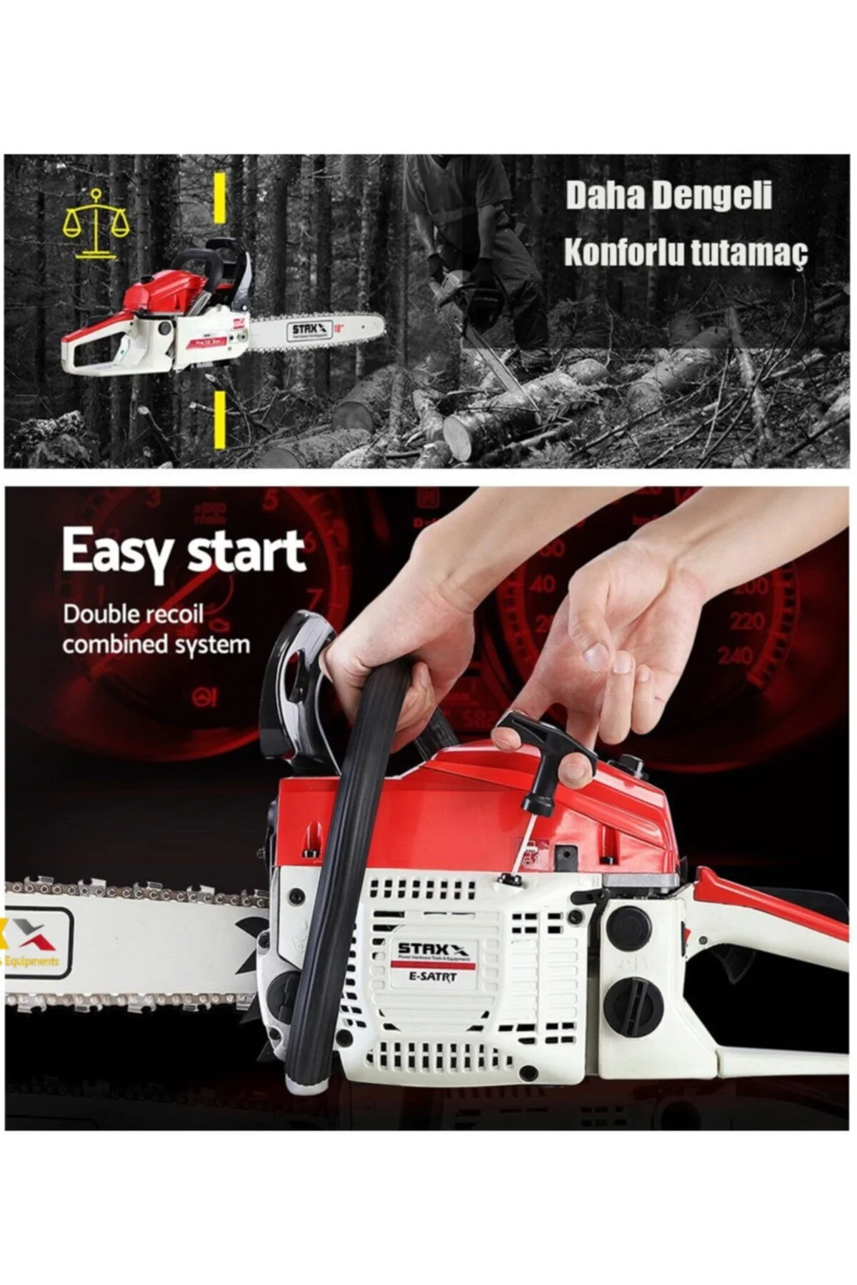STAXX POWER American Tt-oop63 Ağaç Odun Dal Kesme Makinesi Benzinli Motorlu Testere Orman Motoru 63cc 7.9 Hp