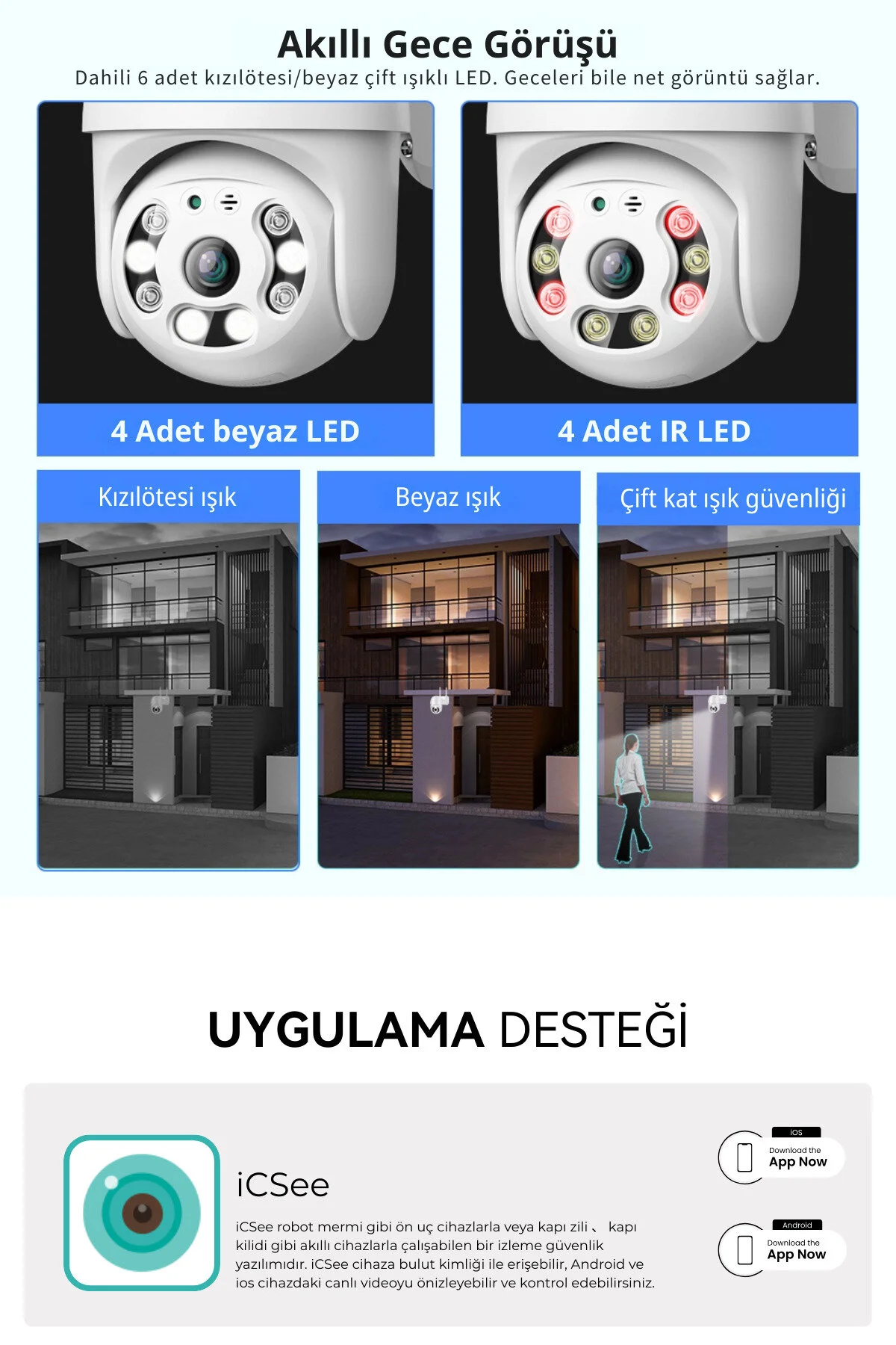 Beauty Vogue Kablosuz WiFi Kamera, dış mekan, Hareket Algılama/En İyi Gece Görüşü/Su Geçirmez CCTV Kamera