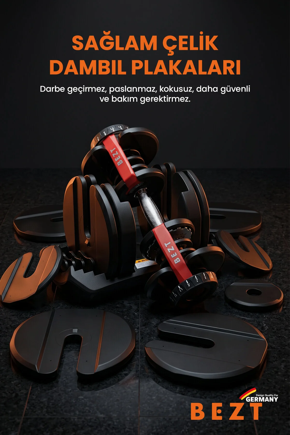 Bezt Pro Sports 40kg Ayarlanabilir Dambıl & Ağırlık Seti Kırmızı
