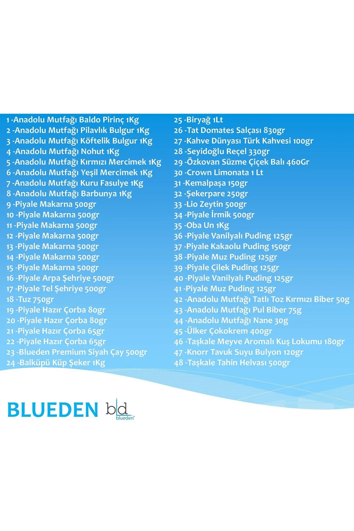 Blueden Kurban Kumanya Yardım Erzak Kolisi 48 Parça 19 No'lu Paket