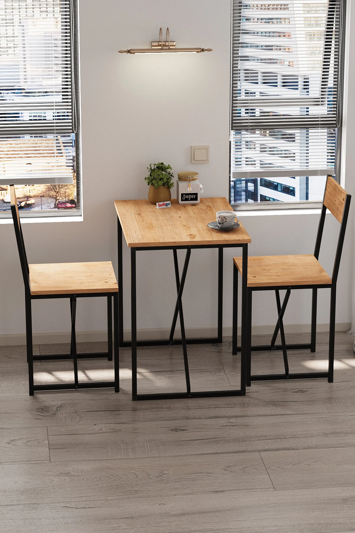 Bofigo 2li Mutfak Seti Mutfak Masa ve Sandalye Seti Balkon Masası Cafe Seti Maysa Çam