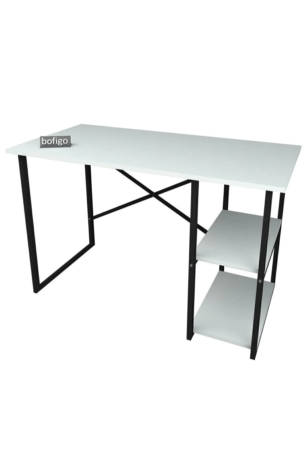 Bofigo 60x120 Cm 2 Raflı Çalışma Masası Bilgisayar Masası Ofis Ders Yemek Masası Kafka Beyaz