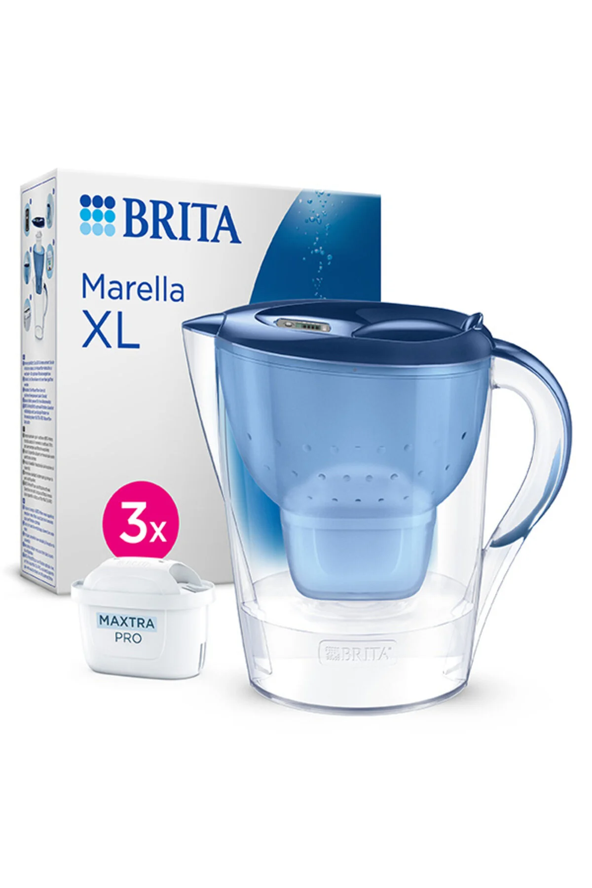 BRITA Marella XL 3x MAXTRA PRO Pure Performance Filtreli Su Arıtma Sürahisi - Mavi (3,5L)