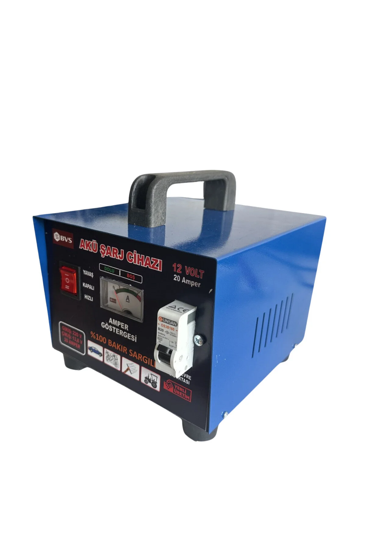 Bvs Elektronik Akü Şarj Cihazı 12 Volt 20 Amper 12 Volt 200 Ampere Kadar Tüm Aküleri Şarj Eder -Bakır Sargılı