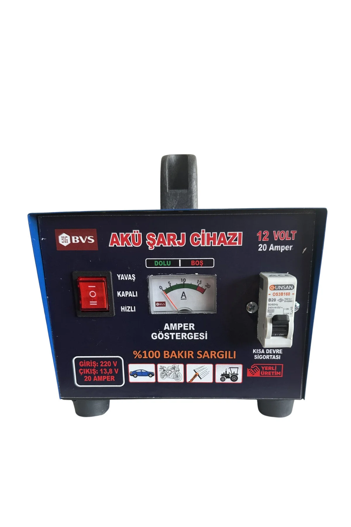 Bvs Elektronik Akü Şarj Cihazı 12 Volt 20 Amper 12 Volt 200 Ampere Kadar Tüm Aküleri Şarj Eder -Bakır Sargılı