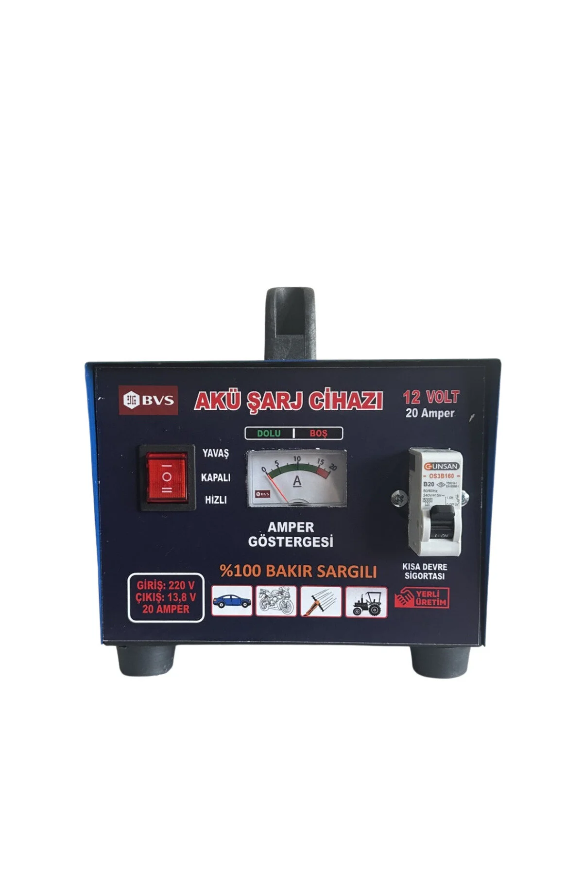 Bvs Elektronik Akü Şarj Cihazı 12 Volt 20 Amper 12 Volt 200 Ampere Kadar Tüm Aküleri Şarj Eder -Bakır Sargılı
