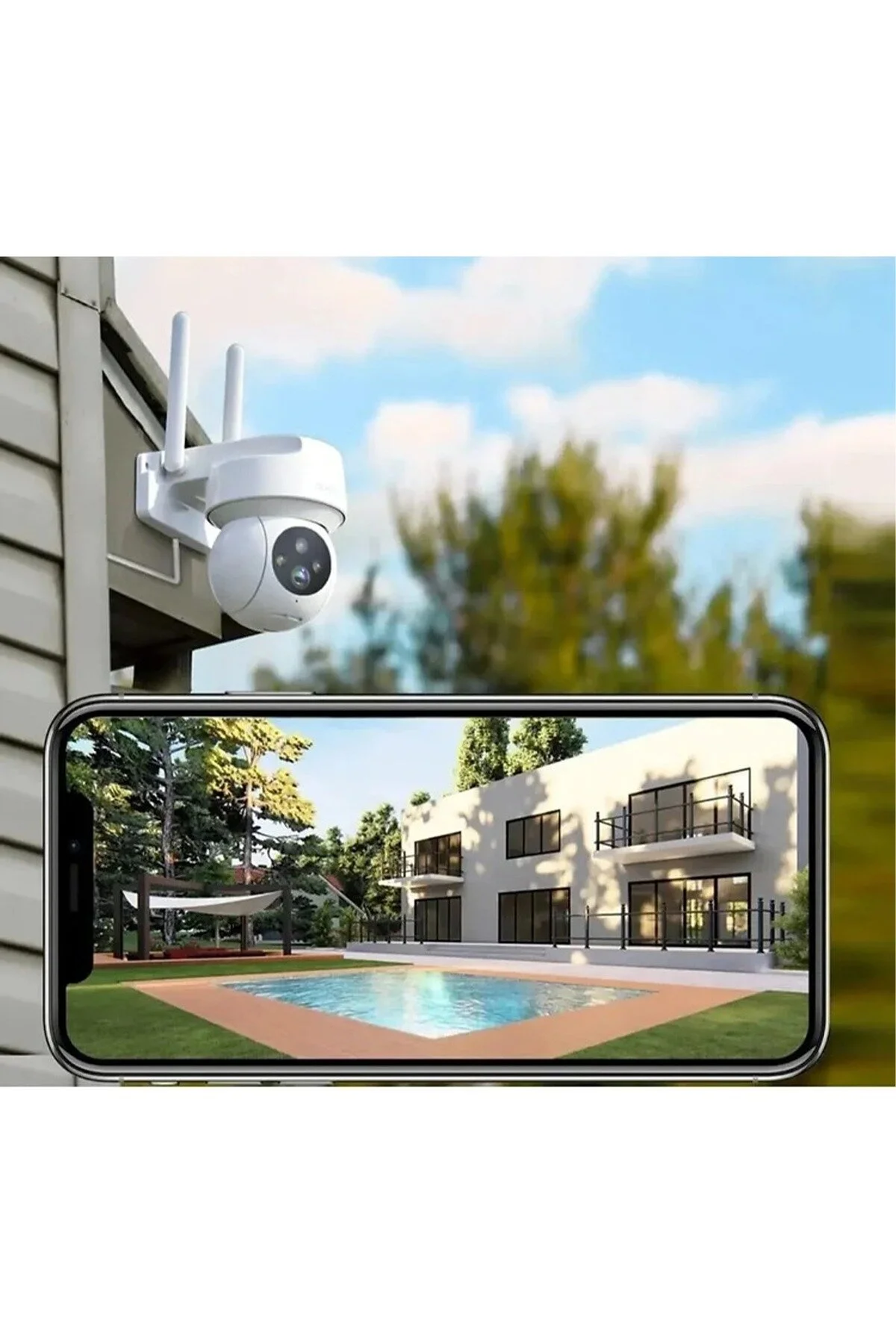 Cata CT-4051 Akıllı Dış Mekan 360° WiFi Güvenlik Kamerası 3MP Full HD Gece Görüşlü Ses ve Hareket Al