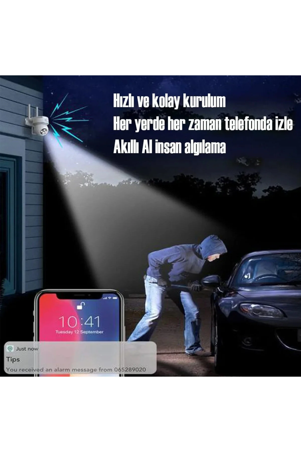Cata CT-4051 Akıllı Dış Mekan 360° WiFi Güvenlik Kamerası 3MP Full HD Gece Görüşlü Ses ve Hareket Al
