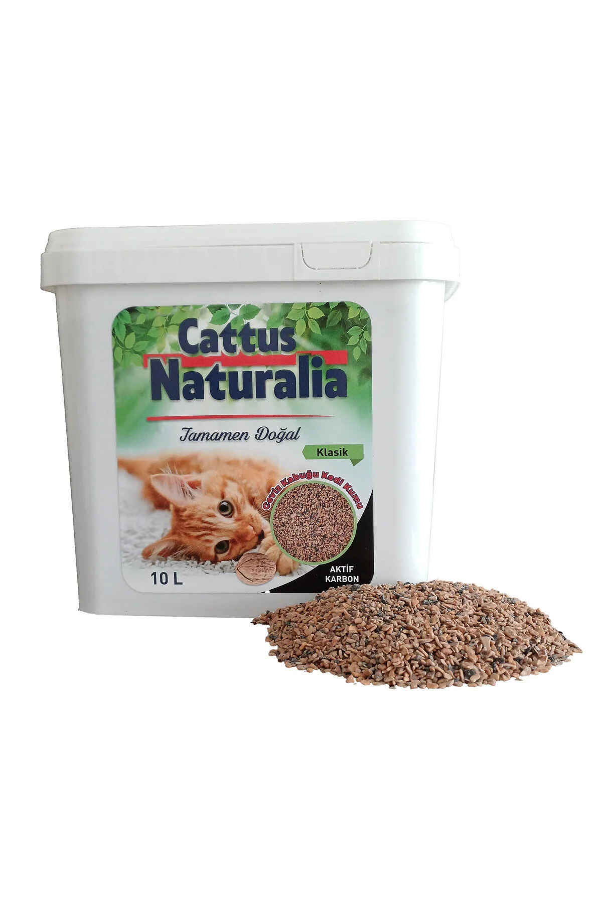 Cattus Naturalia Aktif Karbonlu Klasik Ceviz Kabuğundan Yapılmış Doğal Kedi Kumu 3'lü; %100 Organik, Tozsuz, Kokusuz