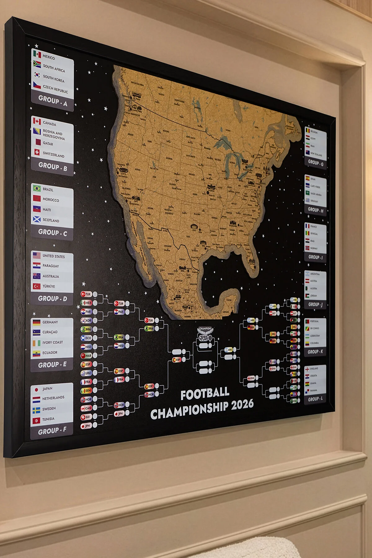 Colorfull Worlds 2026 Dünya Kupası Fikstür Haritası - Ev Ofis Futbol Duvar Dekoru