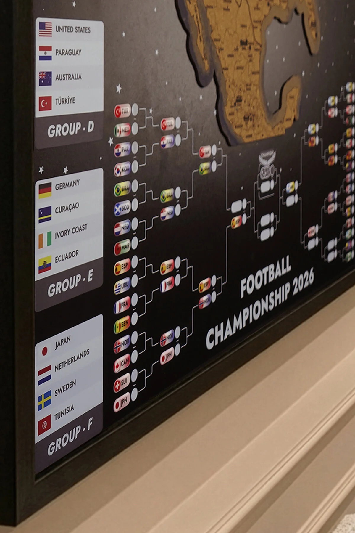 Colorfull Worlds 2026 Dünya Kupası Fikstür Haritası - Ev Ofis Futbol Duvar Dekoru