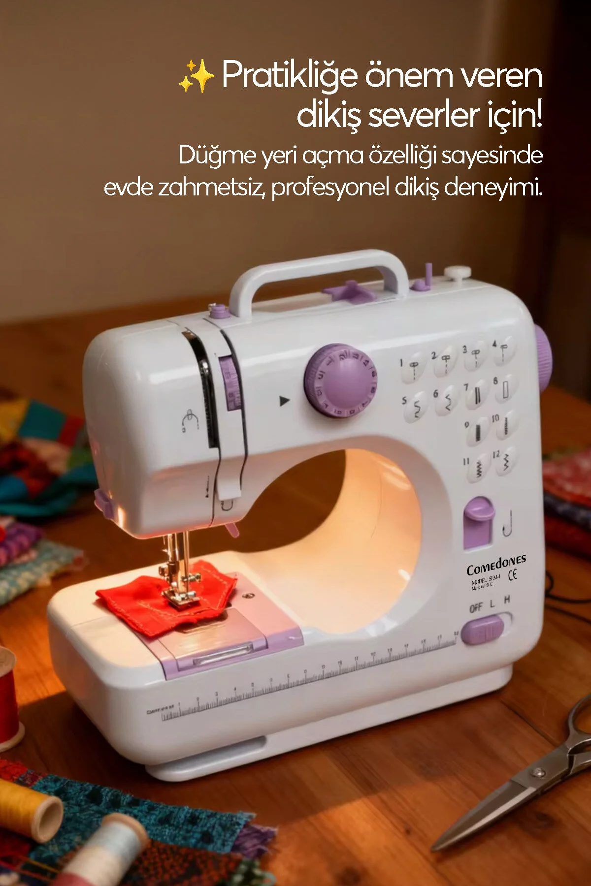 comedones 12 Fonksiyonlu Aydınlatma Işıklı Ev Tipi Dikiş Makinesi