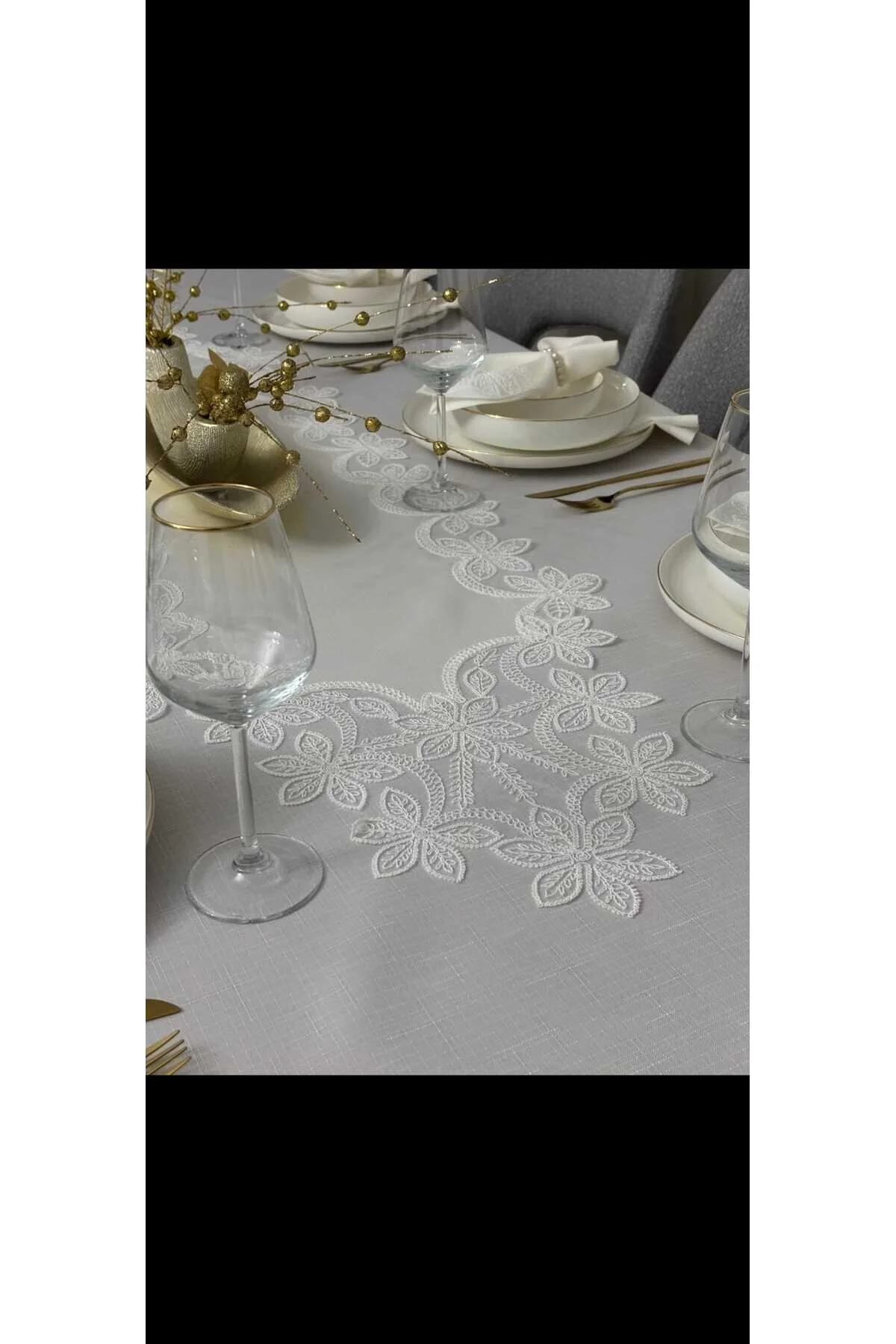 Çt Çeyizci Tekstil 12 Kişilik Masa Örtüsü Takımı, Masa Seti 12 Kişilik 26 Parça 160x220cm
