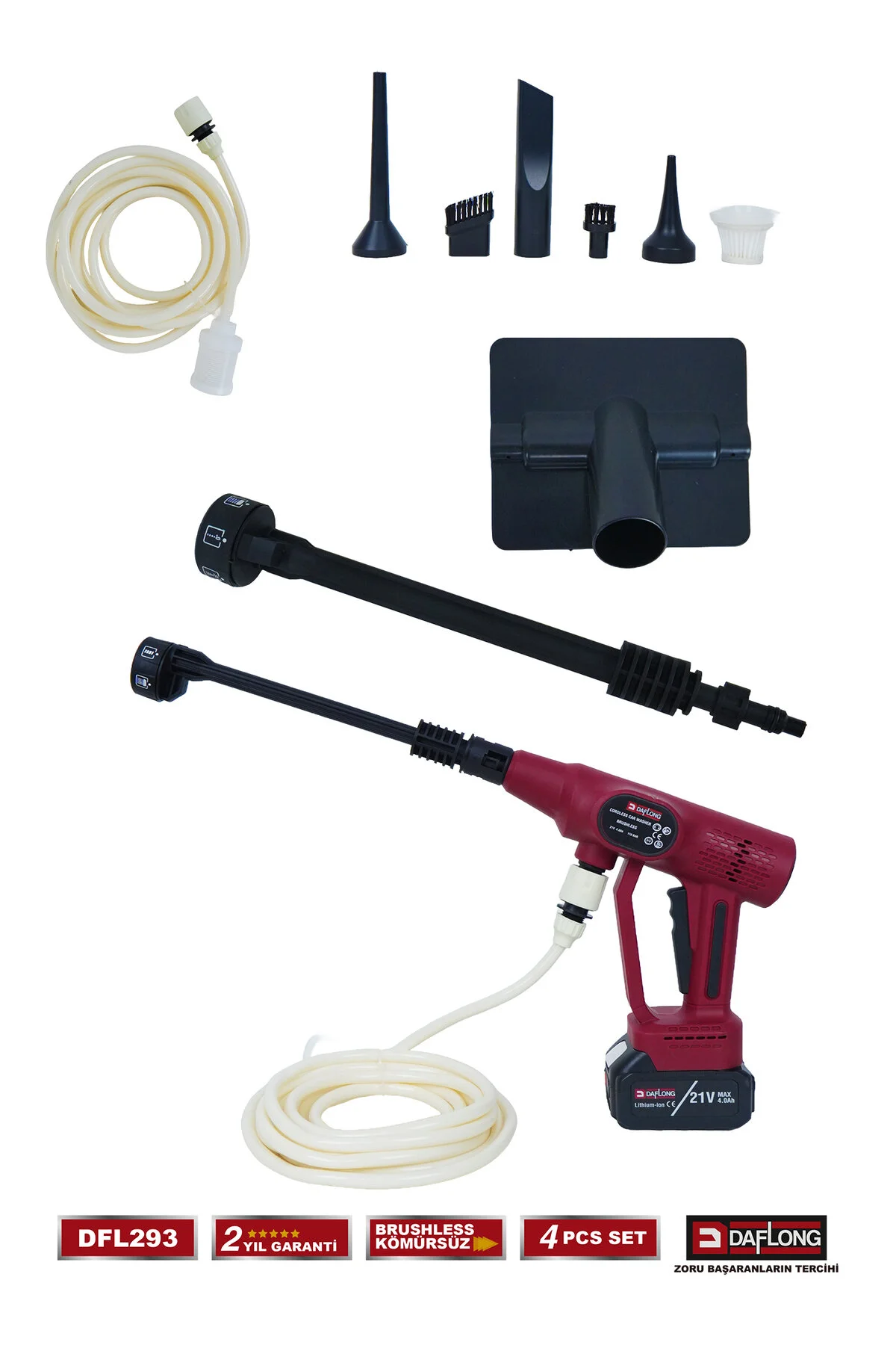 Daflong 4'LÜ ARAÇ KİTİ SÜPÜRGE+ŞARJLI POLİSAJ+HAVA ÜFLEME+ ARAÇ YIKAMA DFL-293