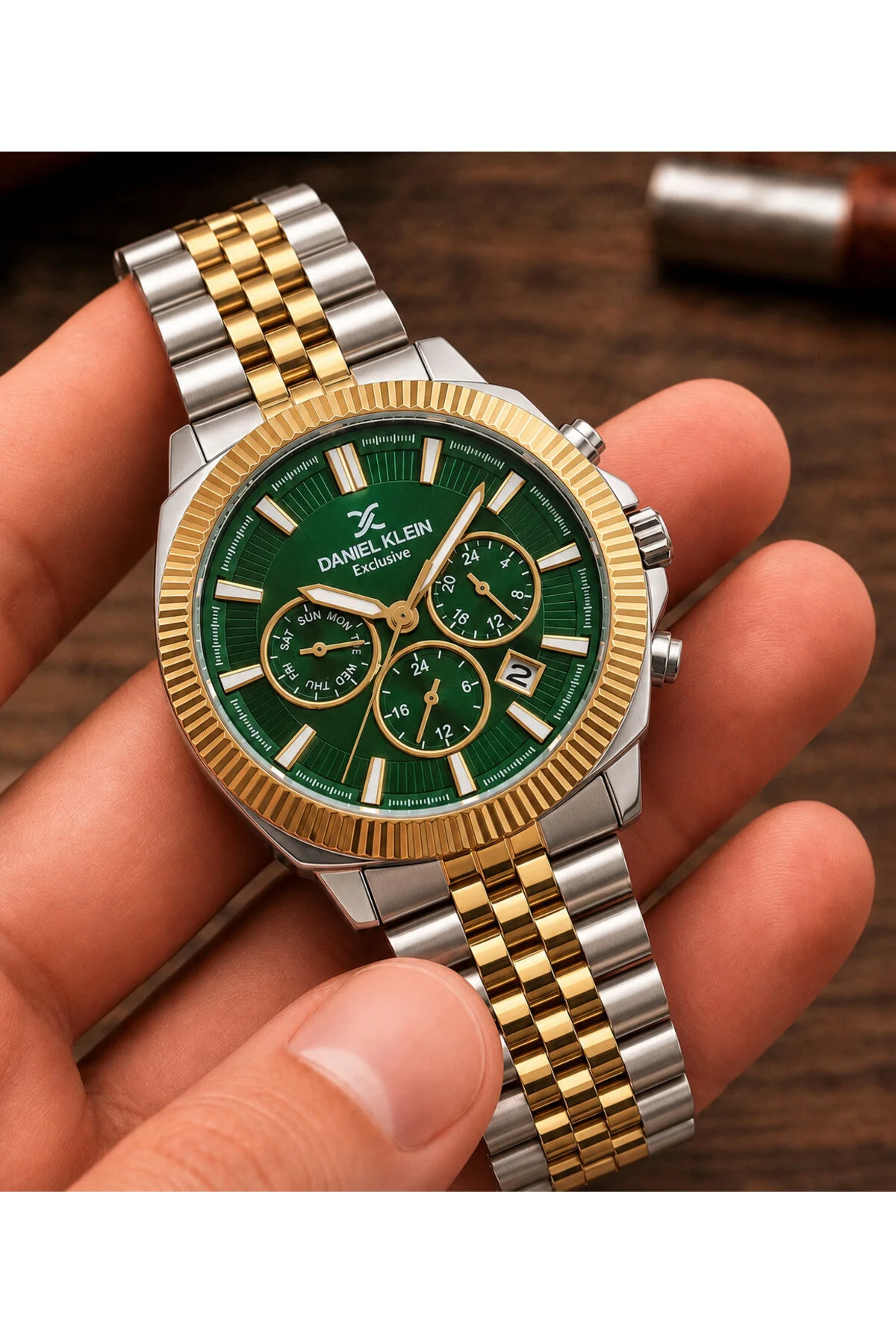 Daniel Klein Çelik Kordon Rolex Kasa+Takvim 3 Atm Suya Dayanıklı Erkek Kol Saati EDK.1.10665-7