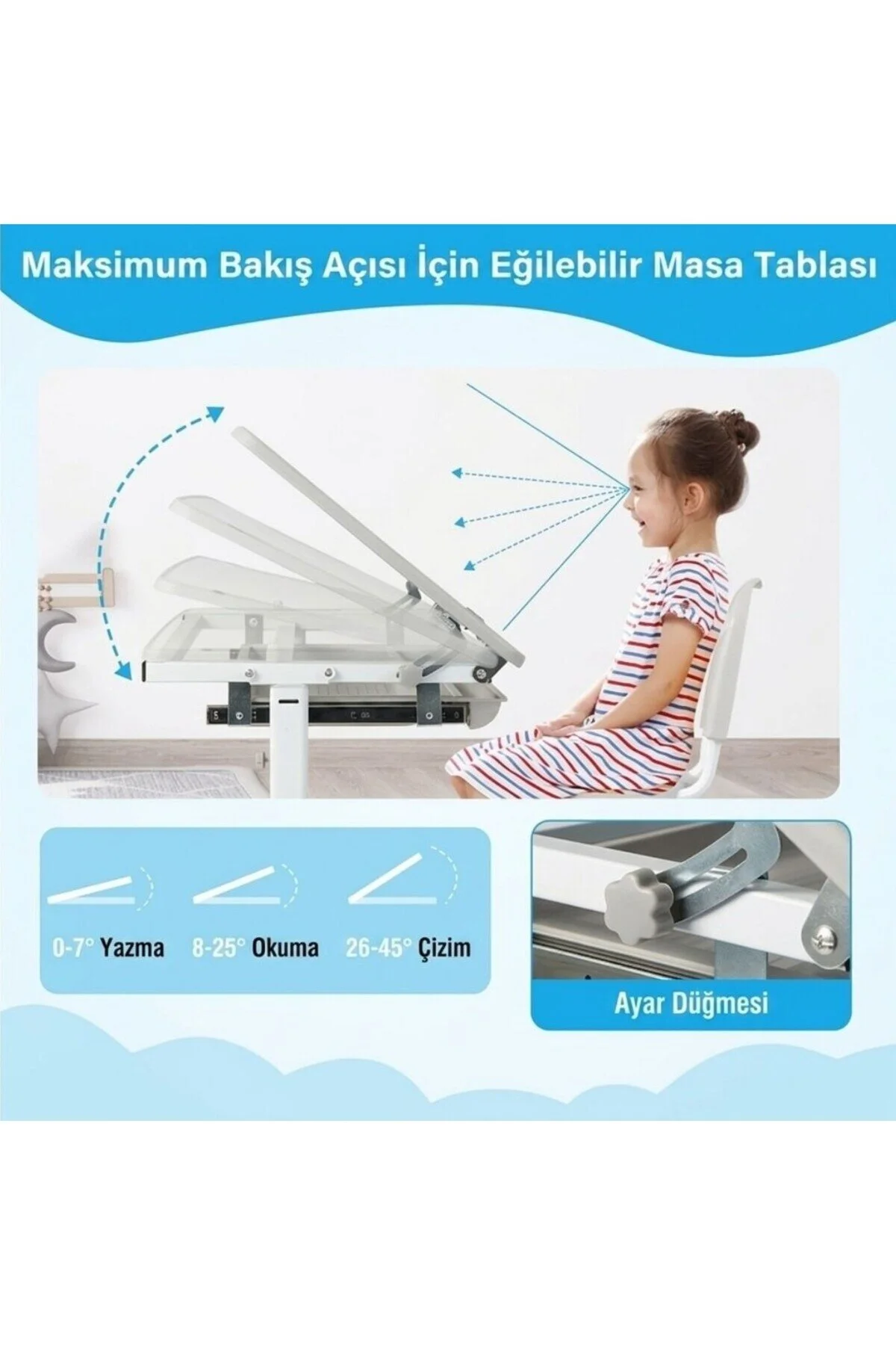 Digitus Ayarlanabilir Ergonomik Çocuk Aktivite Masası (3-10 Yaş-GRİ)