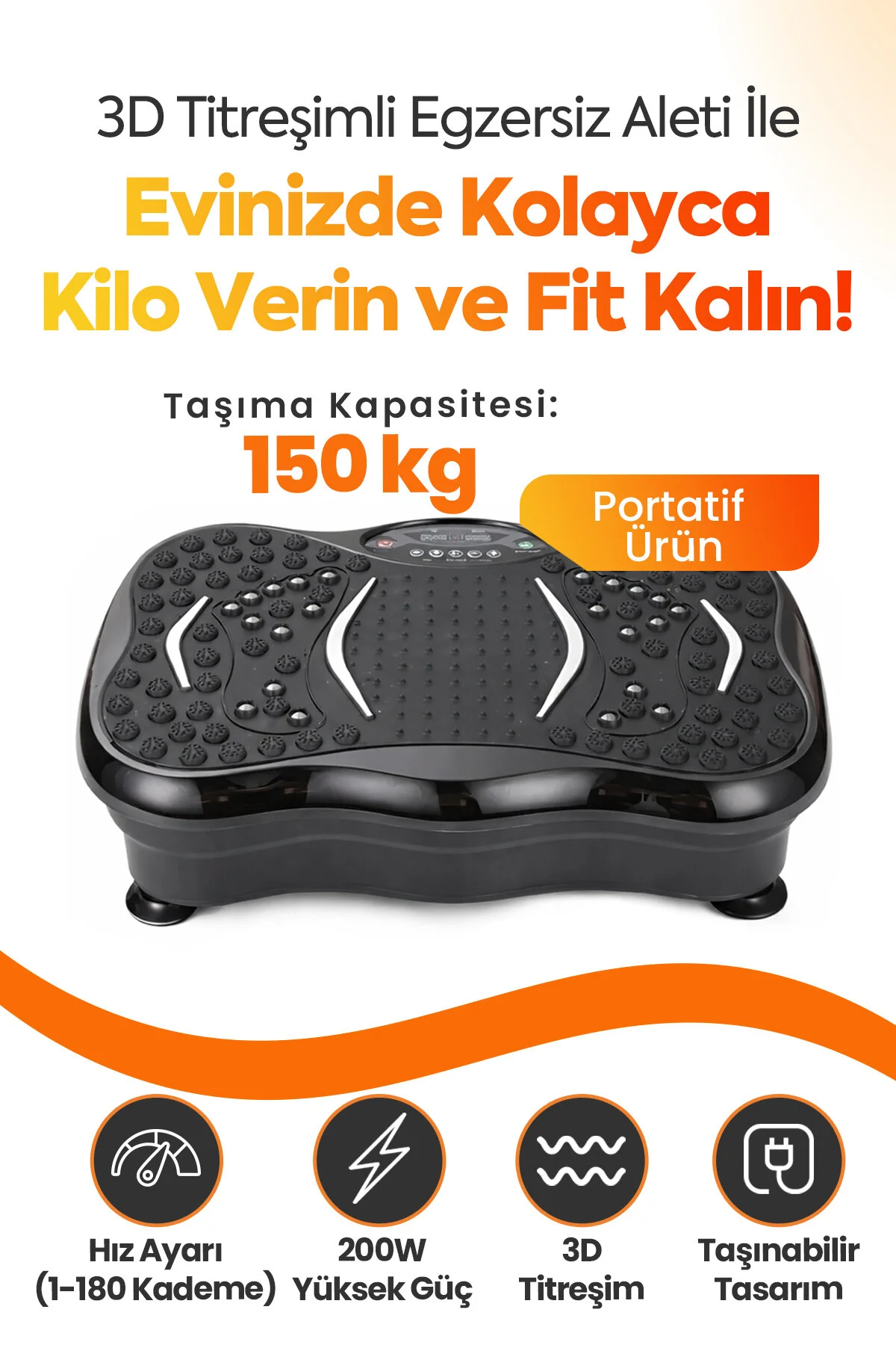 Dorimo Vibro 3D Titreşimli Egzersiz Platformu 180 Seviyeli Bluetooth Hoparlörlü Fitness Plate Evde Spor