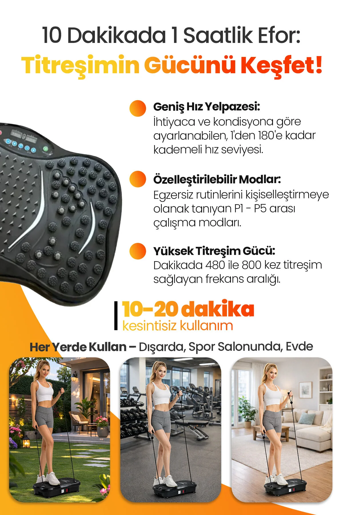 Dorimo Vibro 3D Titreşimli Egzersiz Platformu 180 Seviyeli Bluetooth Hoparlörlü Fitness Plate Evde Spor