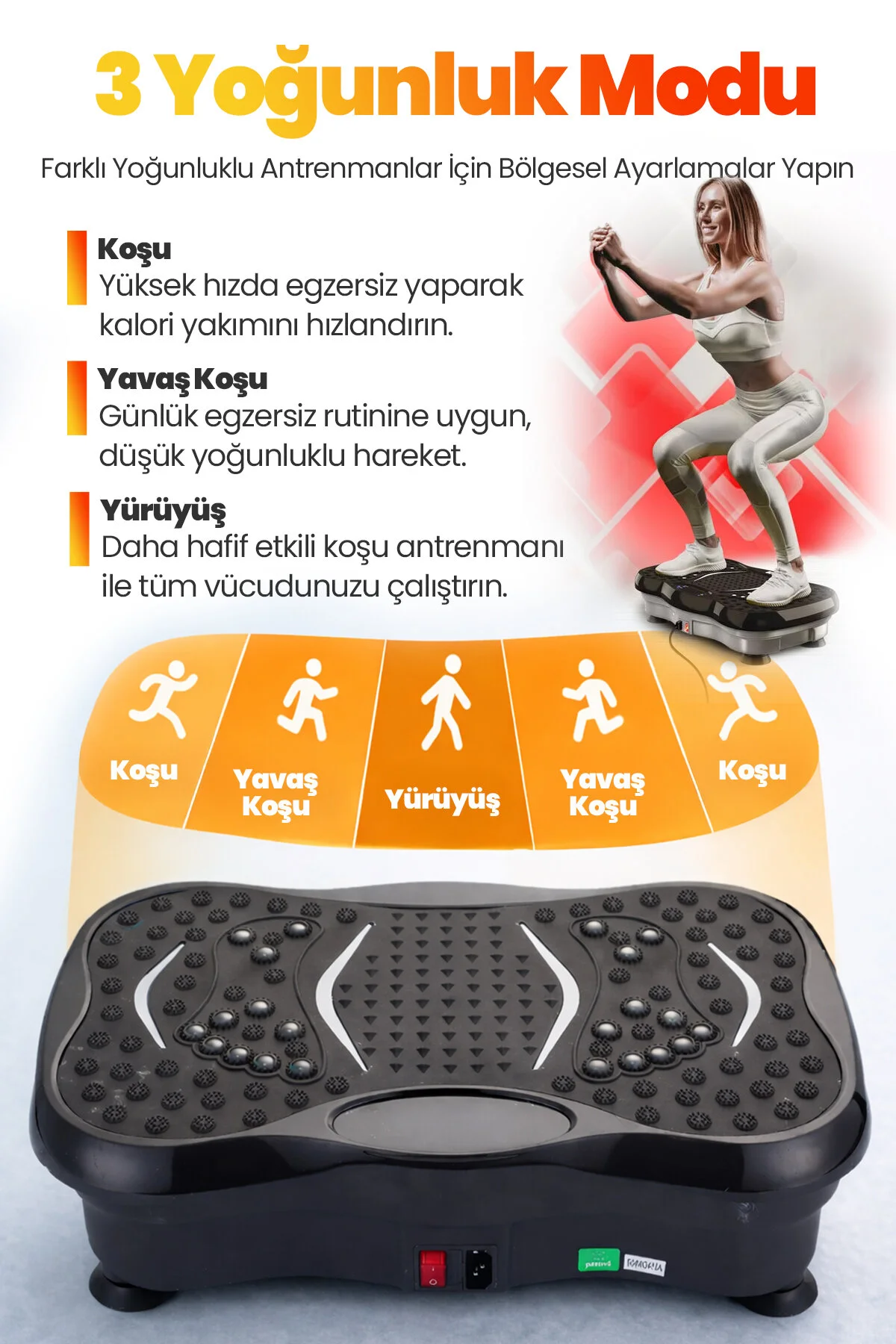 Dorimo Vibro 3D Titreşimli Egzersiz Platformu 180 Seviyeli Bluetooth Hoparlörlü Fitness Plate Evde Spor