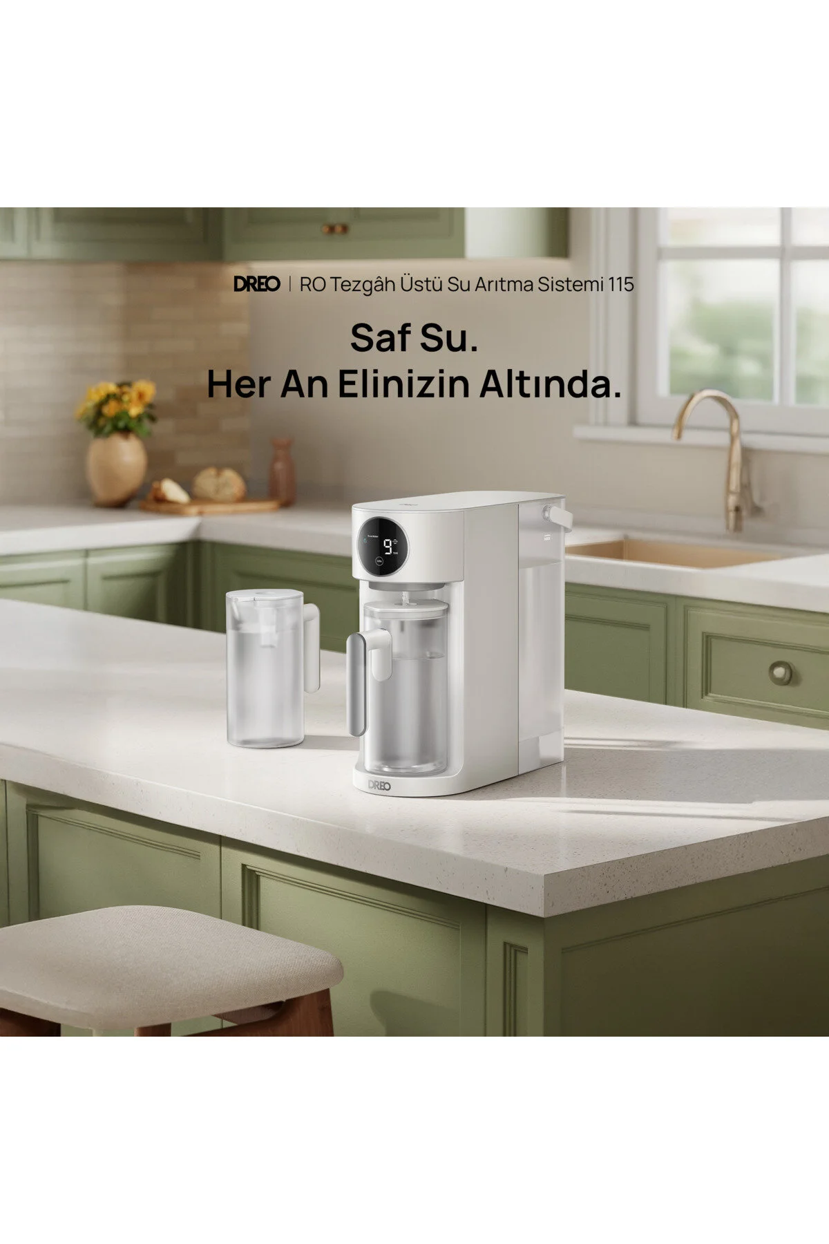 Dreo Water Filter 115 Su Arıtma Cihazı, 7 Aşamalı RO , 5L Tanklı, TDS Ölçerli, Kurulumsuz