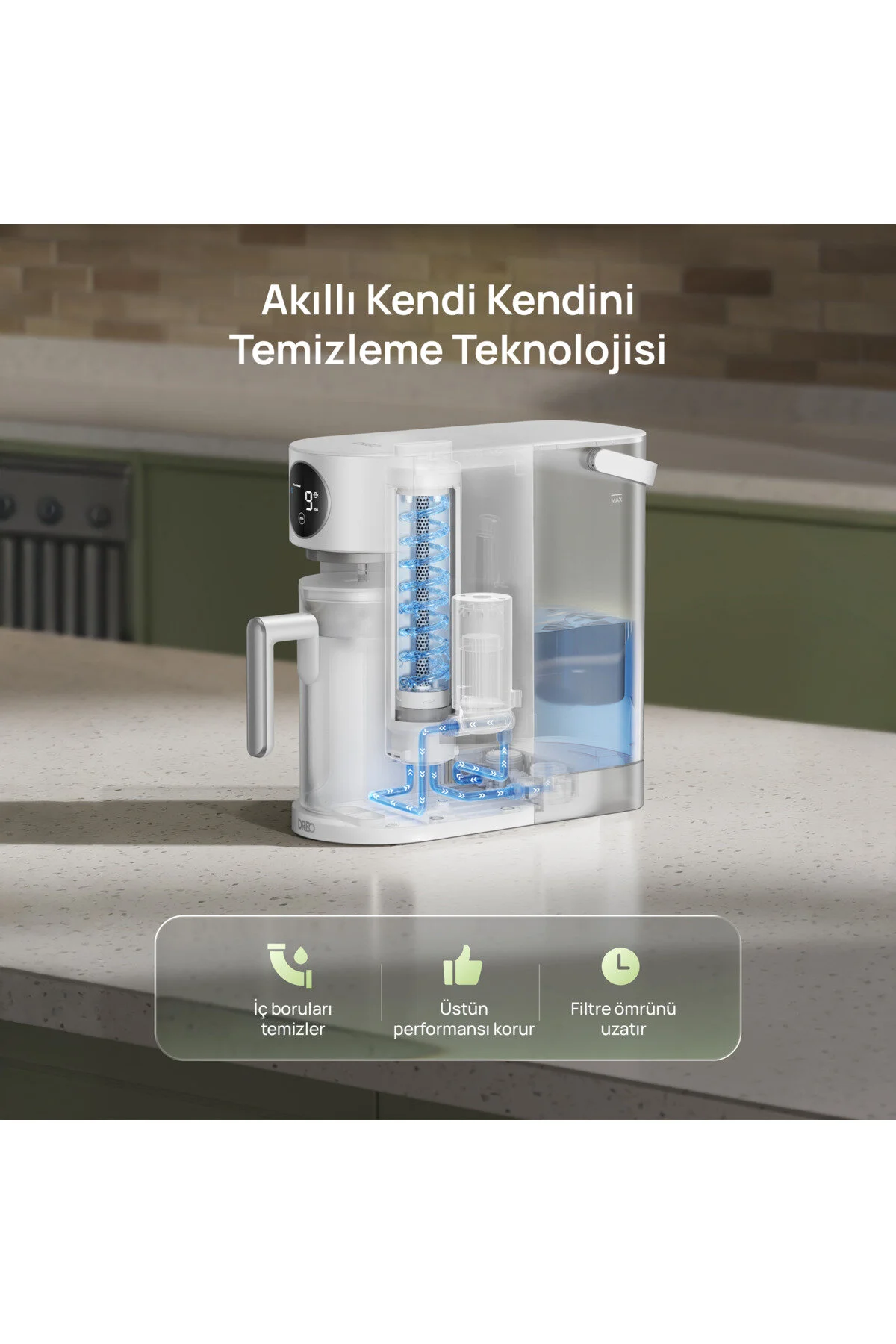 Dreo Water Filter 115 Su Arıtma Cihazı, 7 Aşamalı RO , 5L Tanklı, TDS Ölçerli, Kurulumsuz