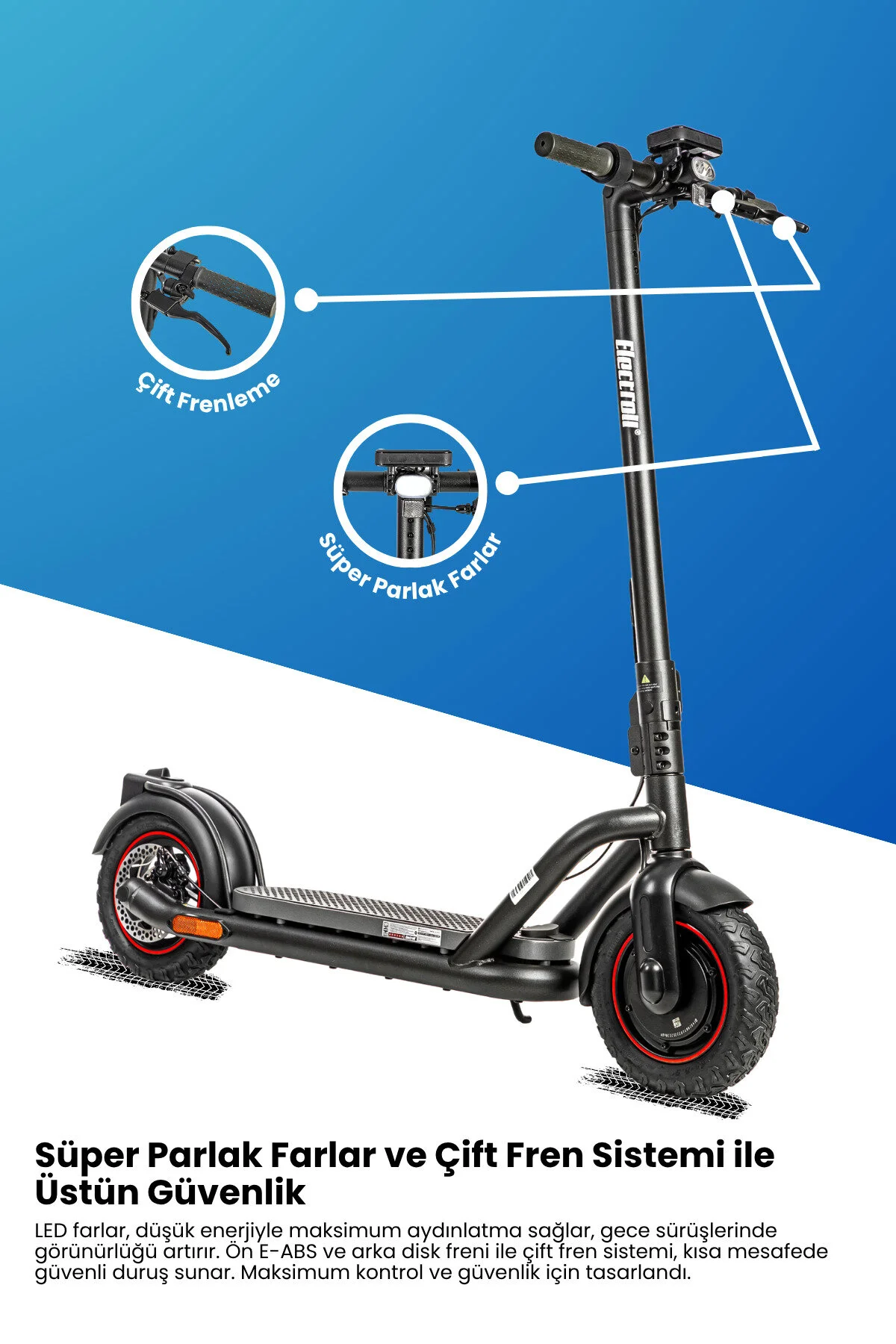 ELECTROLL N65 Elektrikli Scooter 1200 Watt Yenilikçi Teknoloji, Zarif Tasarım, Üstün Konfor, Güvenli Sürüş