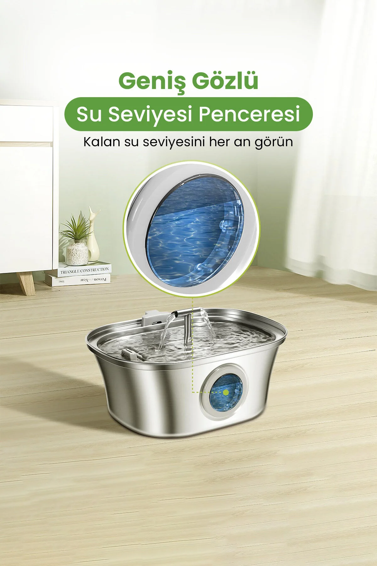 Electron 3.2 L Çiftli Paslanmaz Çelik Kedi Köpek İçin Otomatik Su Pınarı Su Çeşmesi Su Sebili Sessiz Pompalı