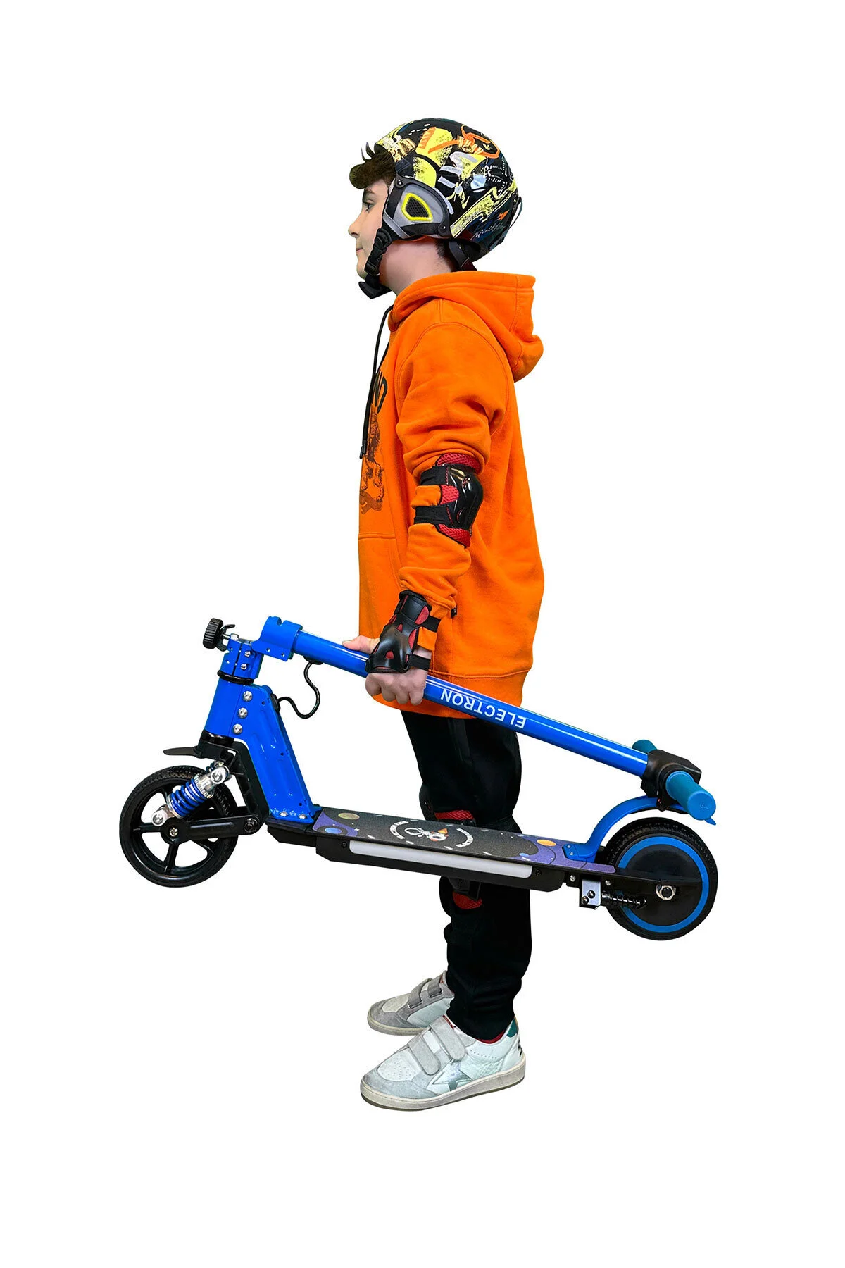 Electron Scooter Çocuk Elektrikli - 130w, Led Işıklı, Amortisörlü (DİZLİK VE DİRSEKLİK HEDİYELİ)