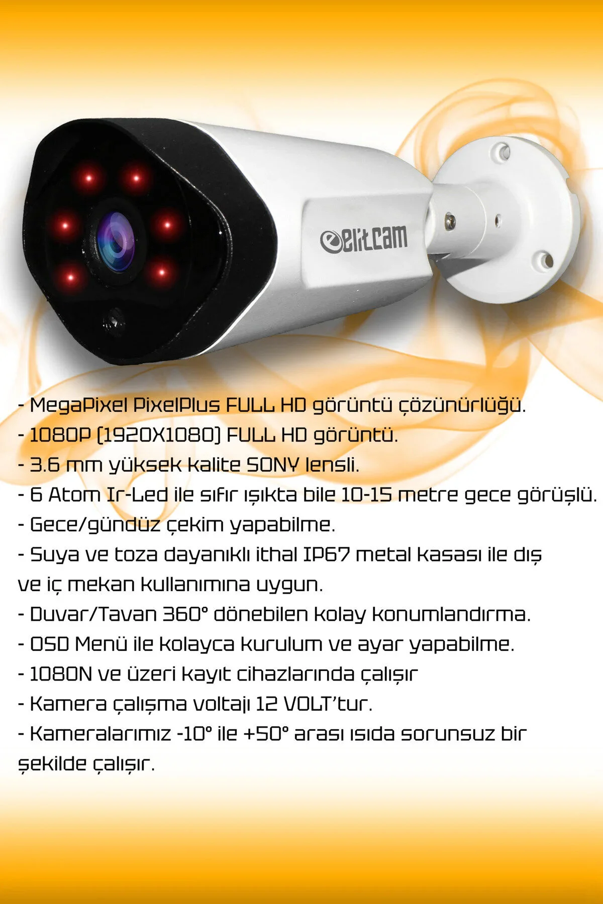 Elitcam 4 Kameralı Süper 4 Dış Kamera Set 250 GB 5 MP 2K Net Gece Görüşlü Güvenlik Kamerası Sistemi