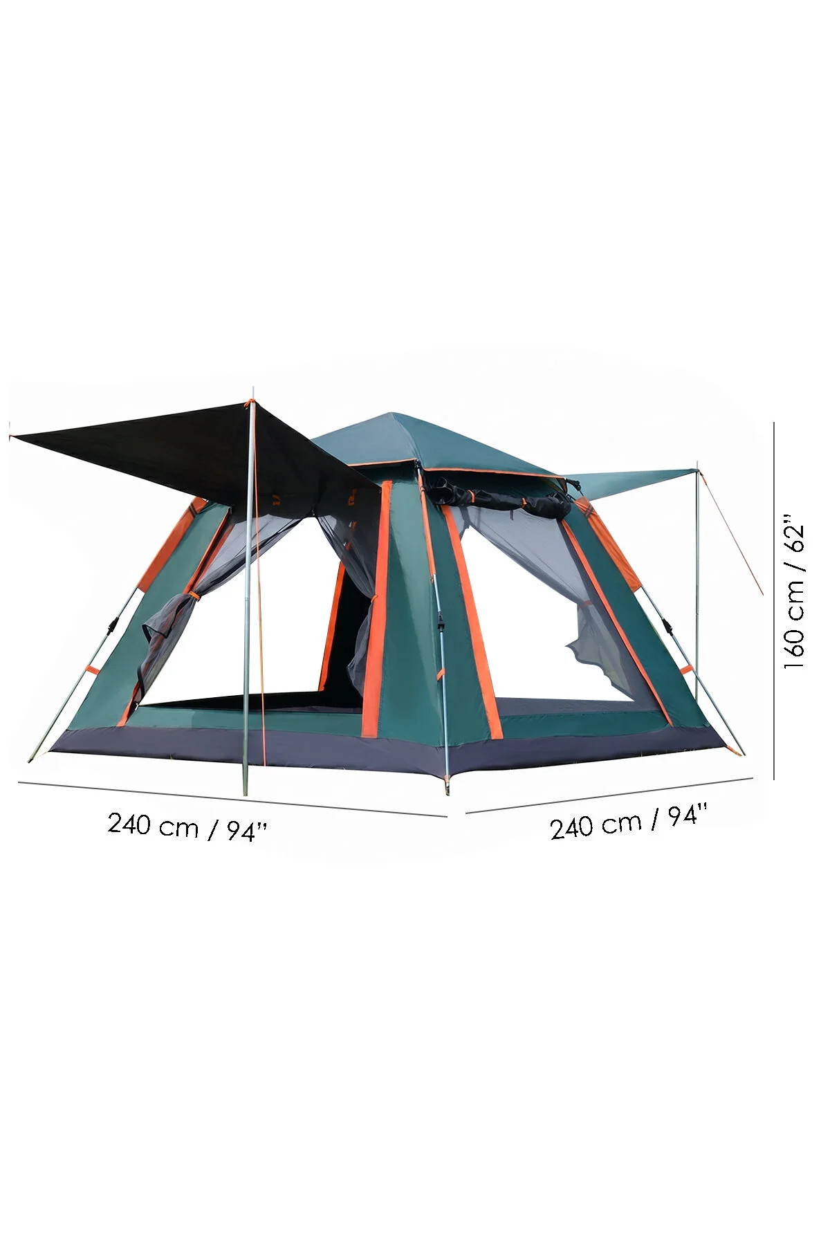 fischerone 6 Kişilik Otomatik Kurulum Kamp Çadırı - Su Geçirmez Tenteli Dayanıklı Outdoor Çadır 240x240x160cm
