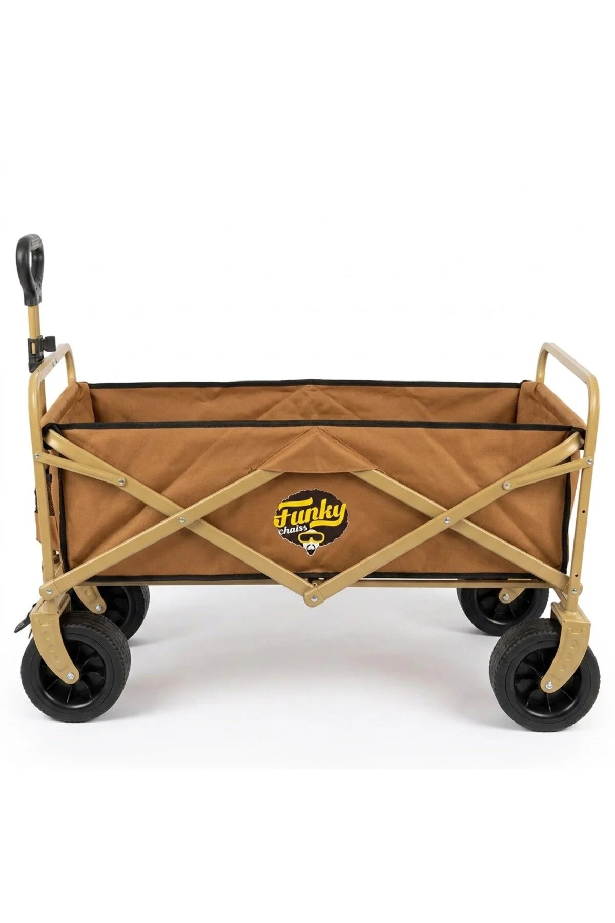 Funky Chairs 100 Litre Fren Sistemli, Rulmanlı, Kalın Teker, XL Boy Katlanır Vagon Plaj Taşıma ve Kamp Arabası - Toprak