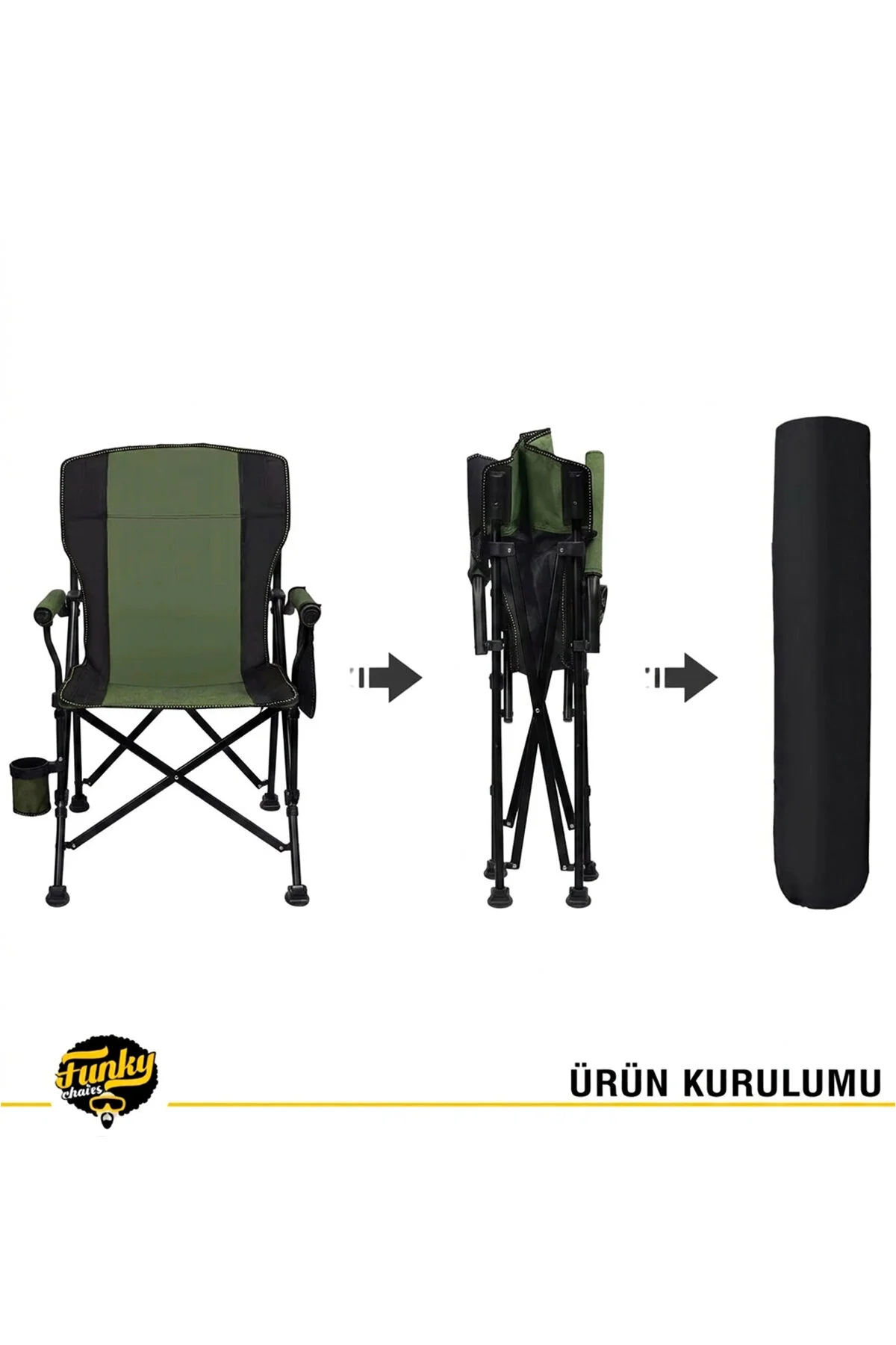 Funky Chairs River Side Katlanabilir Kamp Sandalyesi - Yeşil/Siyah