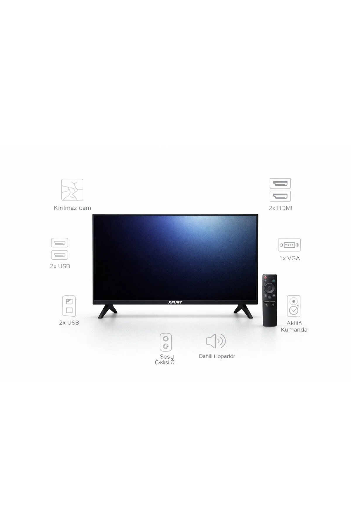 FURY 32'' (82 Ekran) Kırılmaz Monitör | WiFi'li Uydu Alıcısı + TV Askı Aparatı Hediyeli