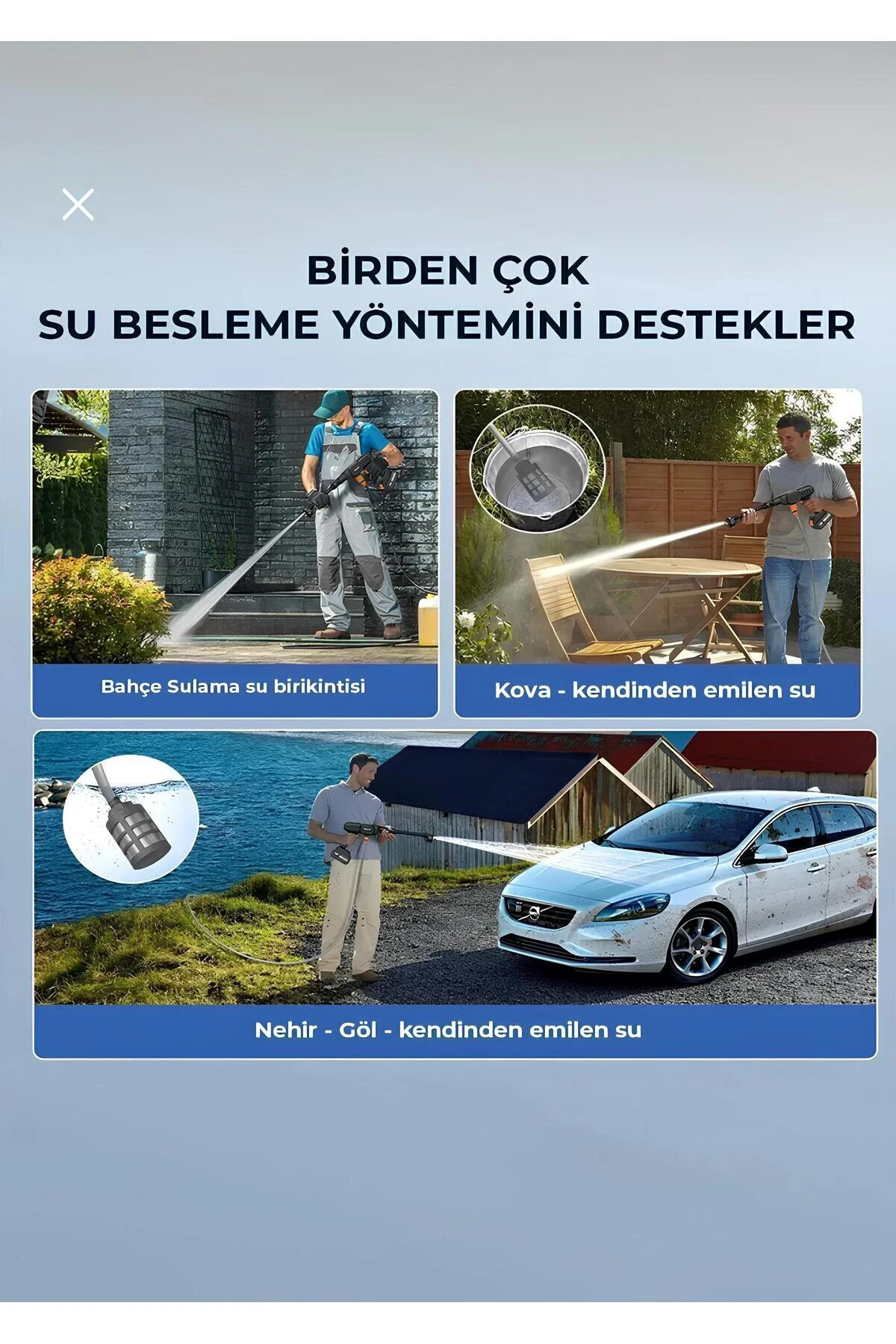 Germany Steel ŞARJLI KÖPÜKLÜ OTO ARABA BAHÇE YIKAMA TABANCASI YÜKSEK BASINÇLI ÇİFT AKÜLÜ+ SÜNGER DETAY FIRÇALAR