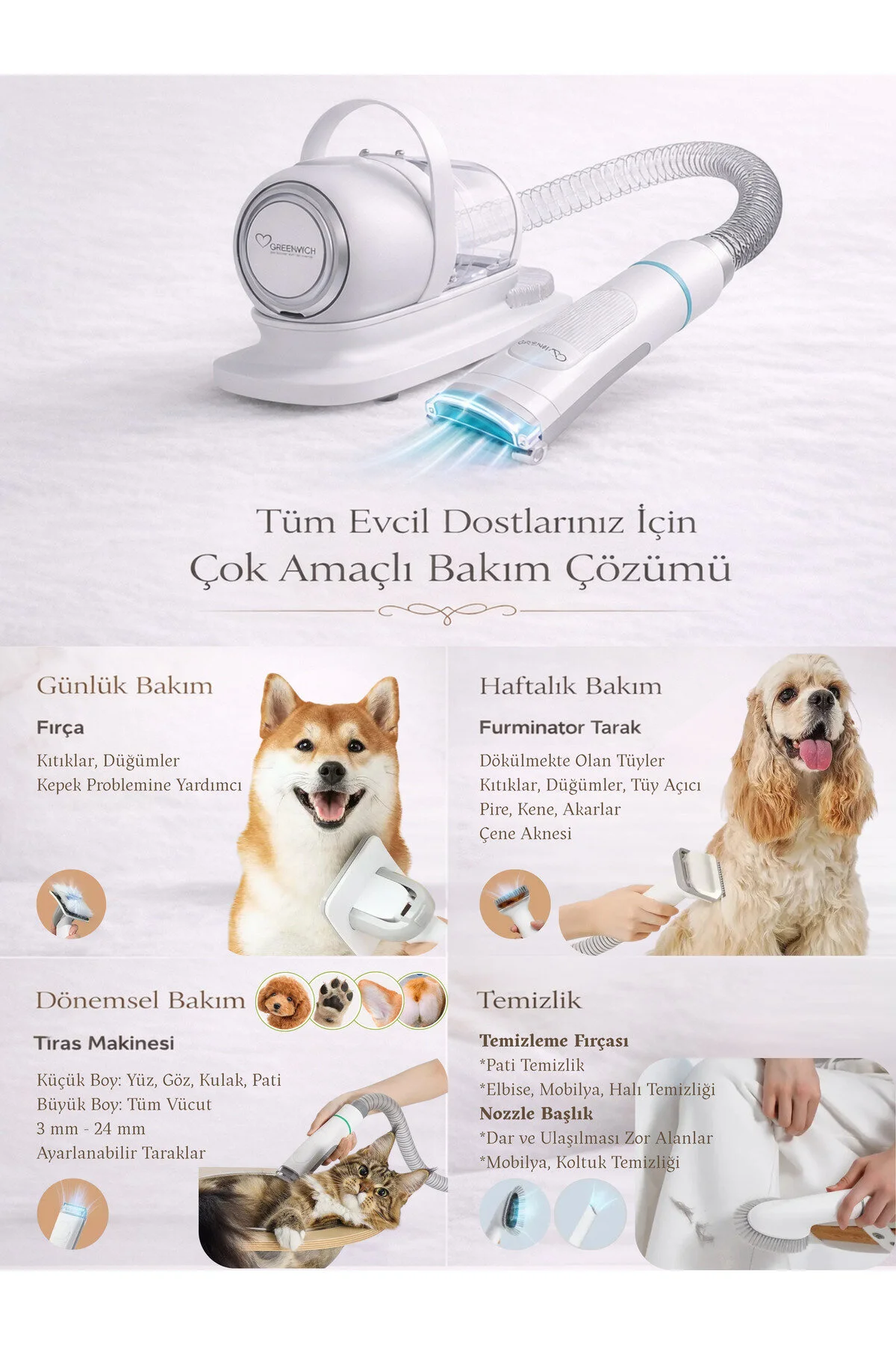 Greenwich Zero Point of Beauty Greenwich Tüy Tıraş Makinası Furminator / Kedi Köpek Vücut Pati Yüz Kulak Tarama Kesme