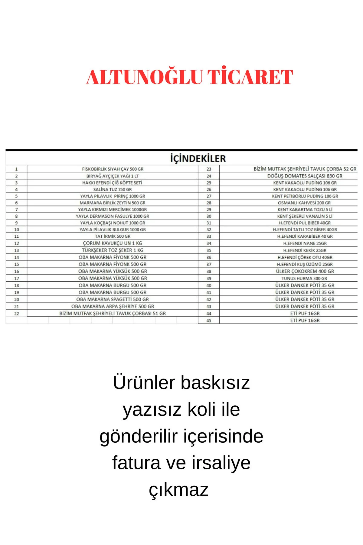hahline herşey Ramazan erzak paketi kumanya yardım gıda kolisi mega 45 parça ürün
