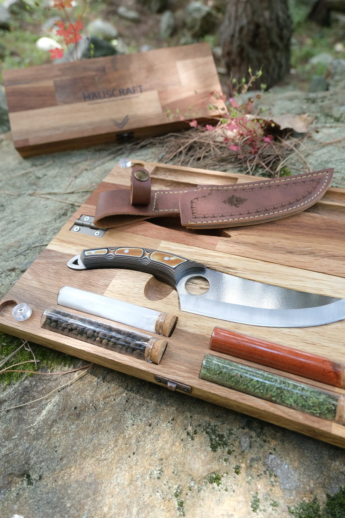 HAUSCRAFT Ahşap Kamp Kutusu, Kampçı Hediye Seti, Outdoor Saklama Kutusu