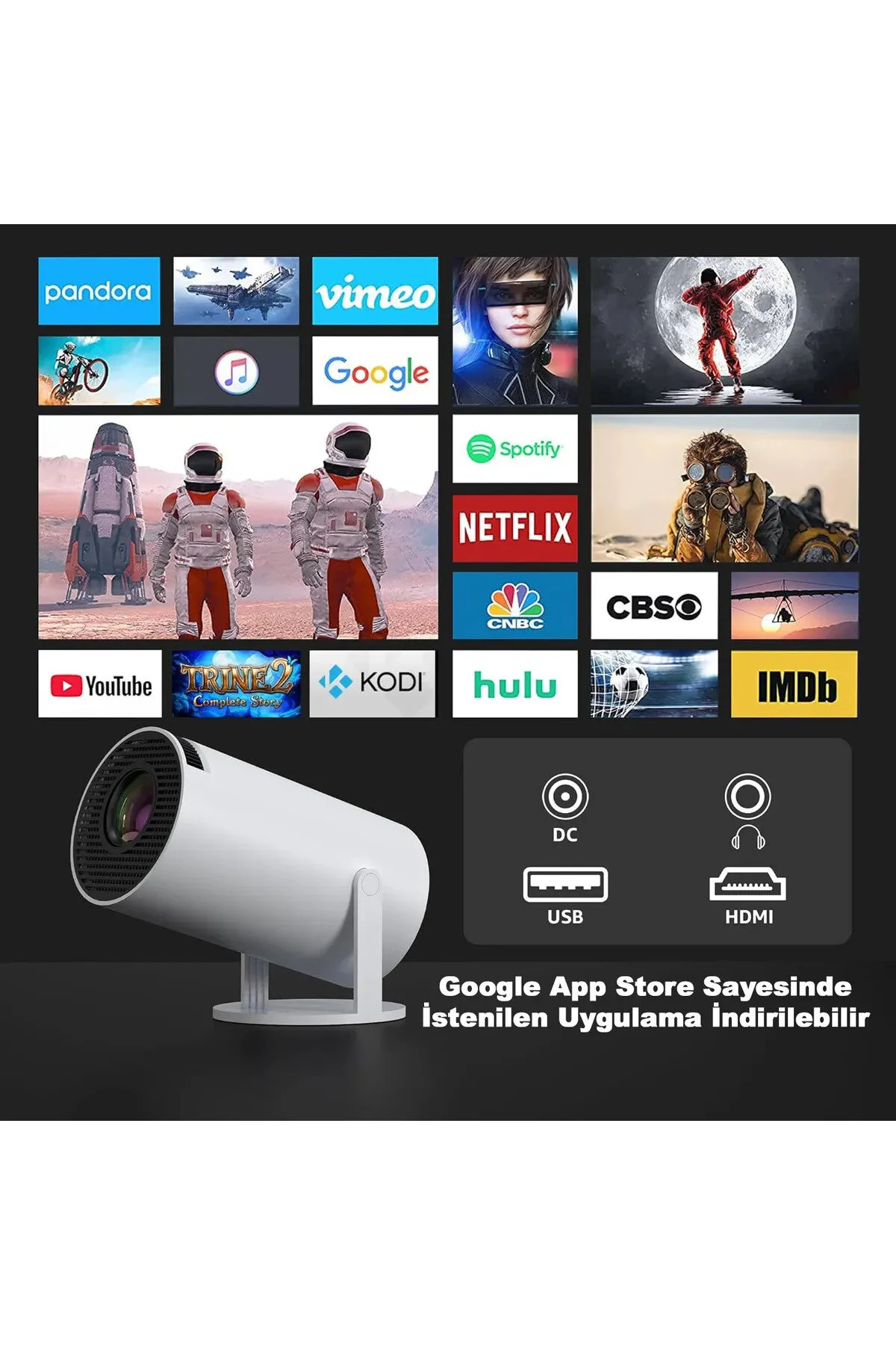 Heaven House AZEQ HY300 PRO Projeksiyon Makinesi | LED Projeksiyon | Taşınabilir Projeksiyon | En İyi Projeksiyon Cihazı