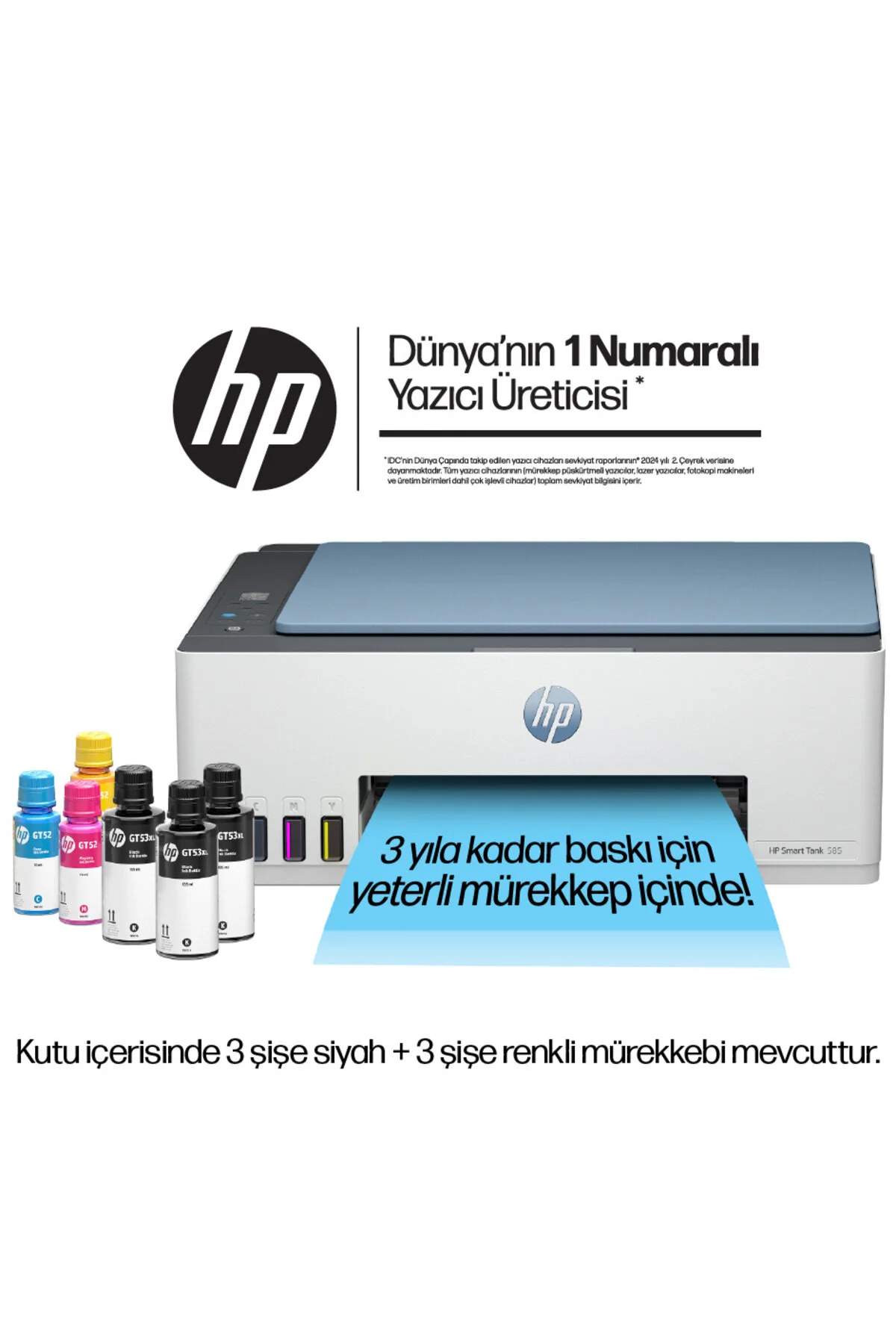 HP Smart Tank 585 All-in-One Printer, Wifi Baskı, Fotokopi, Tarama, Wireless, 1F3Y4A