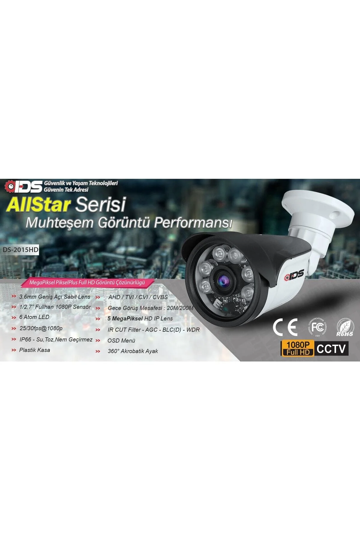 IDS 4 Kameralı Set - 5MP Sony Lensli Full Hd Gece Görüşlü Güvenlik Kamerası Sistemi - Cepten Izle