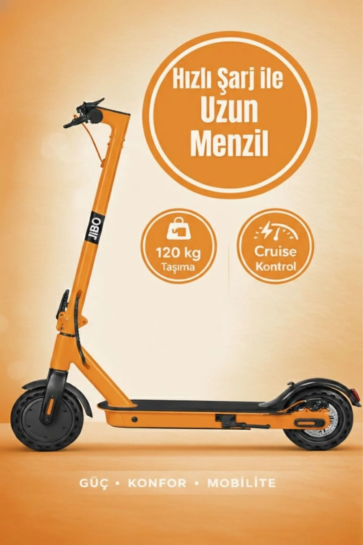 Jibo 503 Amortisörlü 350w 120kg Kapasiteli Patlamaz Lastikli Cruise Kontrollü Elektrikli Scooter