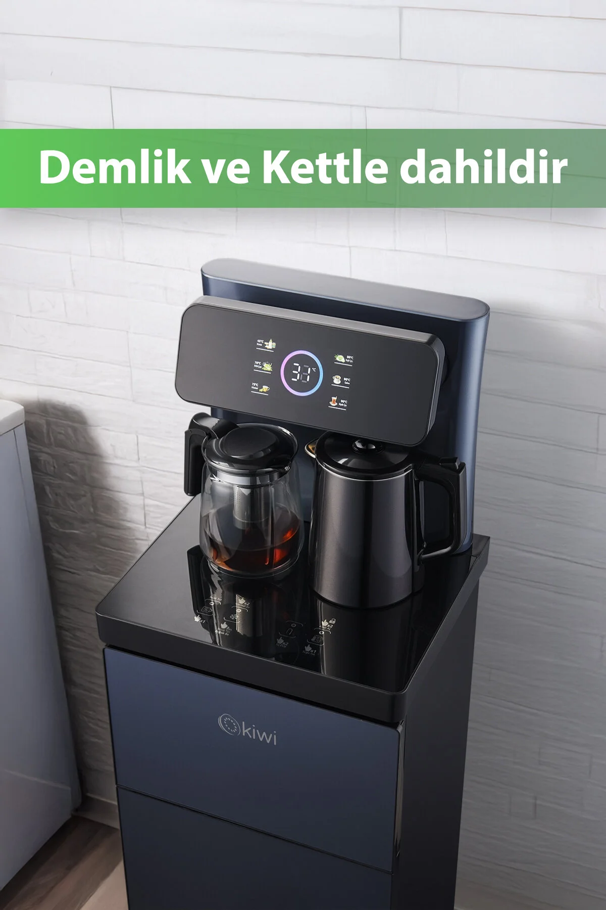 Kiwi Kwp-8570 Gizli Damacanalı , Dahili Otomatik Çaycılı, Sıcak Soğuk Dijital Su Sebili