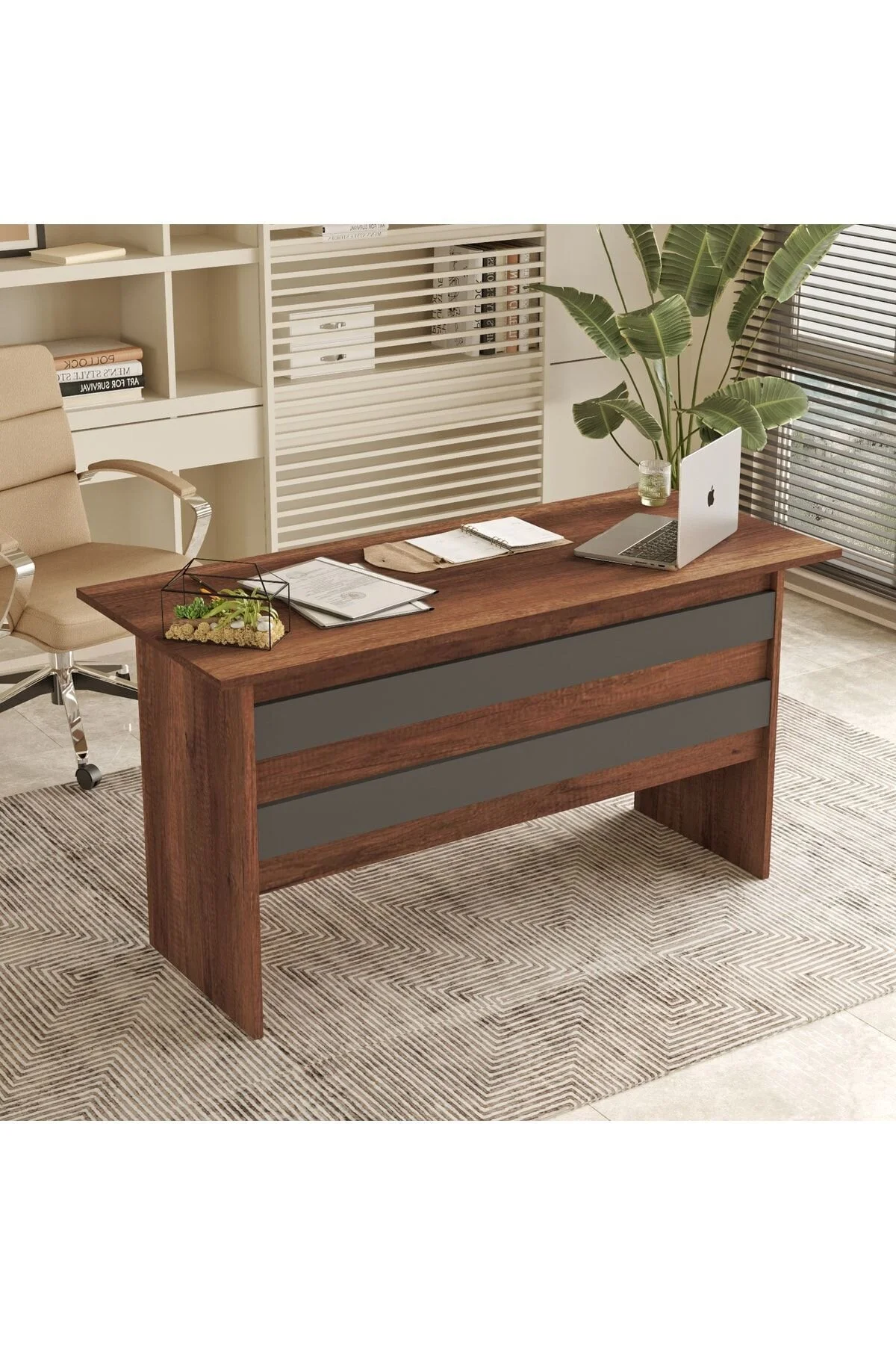 L'occi Concept Diego A 140 Cm Ofis Çalışma Masası Barok-antrasit