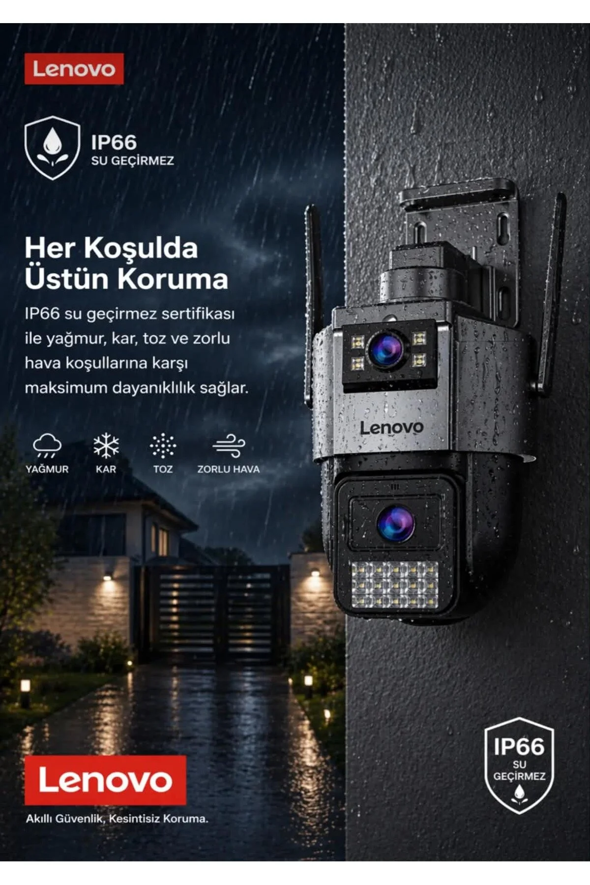 LENOVO X9T - 360° WIFI Smart Güvenlik Kamerası 6MP - Hareket Algılama