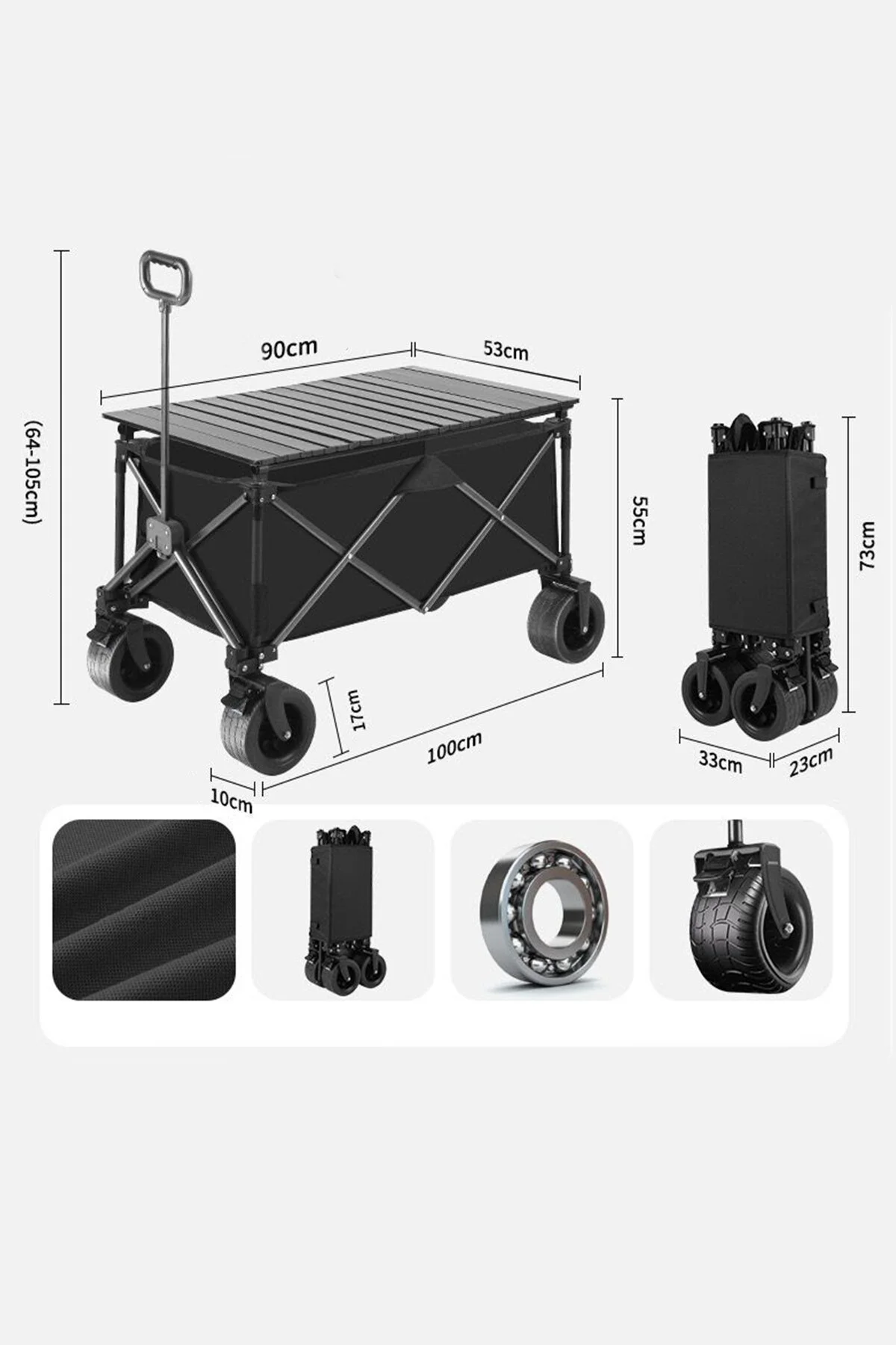 mimtec Taşınabilir Masalı Kamp Seti - Katlanabilir Portatif Pazar Piknik Vagon Market Bahçe Arabası