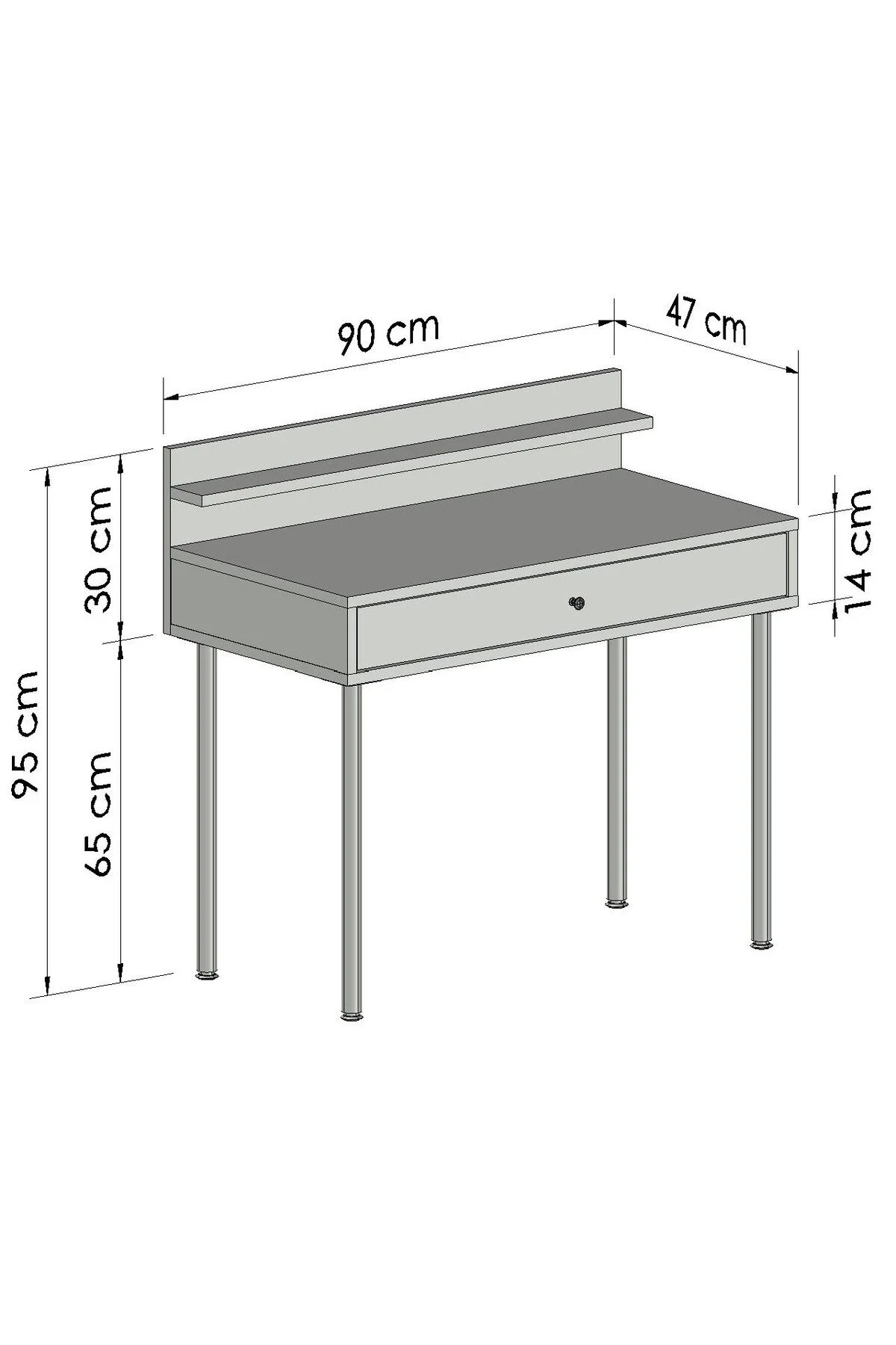 MOBİX HOME MK78 Metal Ayaklı Çalışma Masası Çekmeceli Beyaz Genişlik 90 Cm