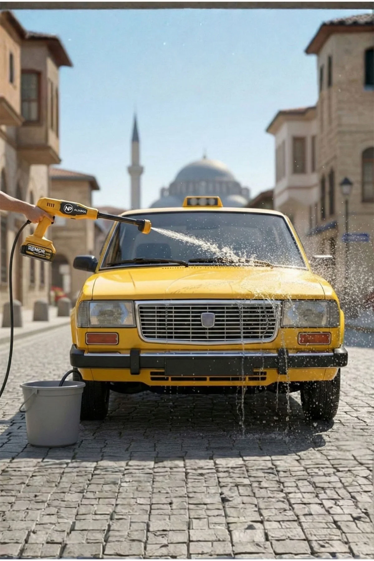 NPO AUHMA ACR07S Reel 203PSI Çift Akülü Yeni Nesil Motor 12 Parça Profesyonel Oto Yıkama Tabancası