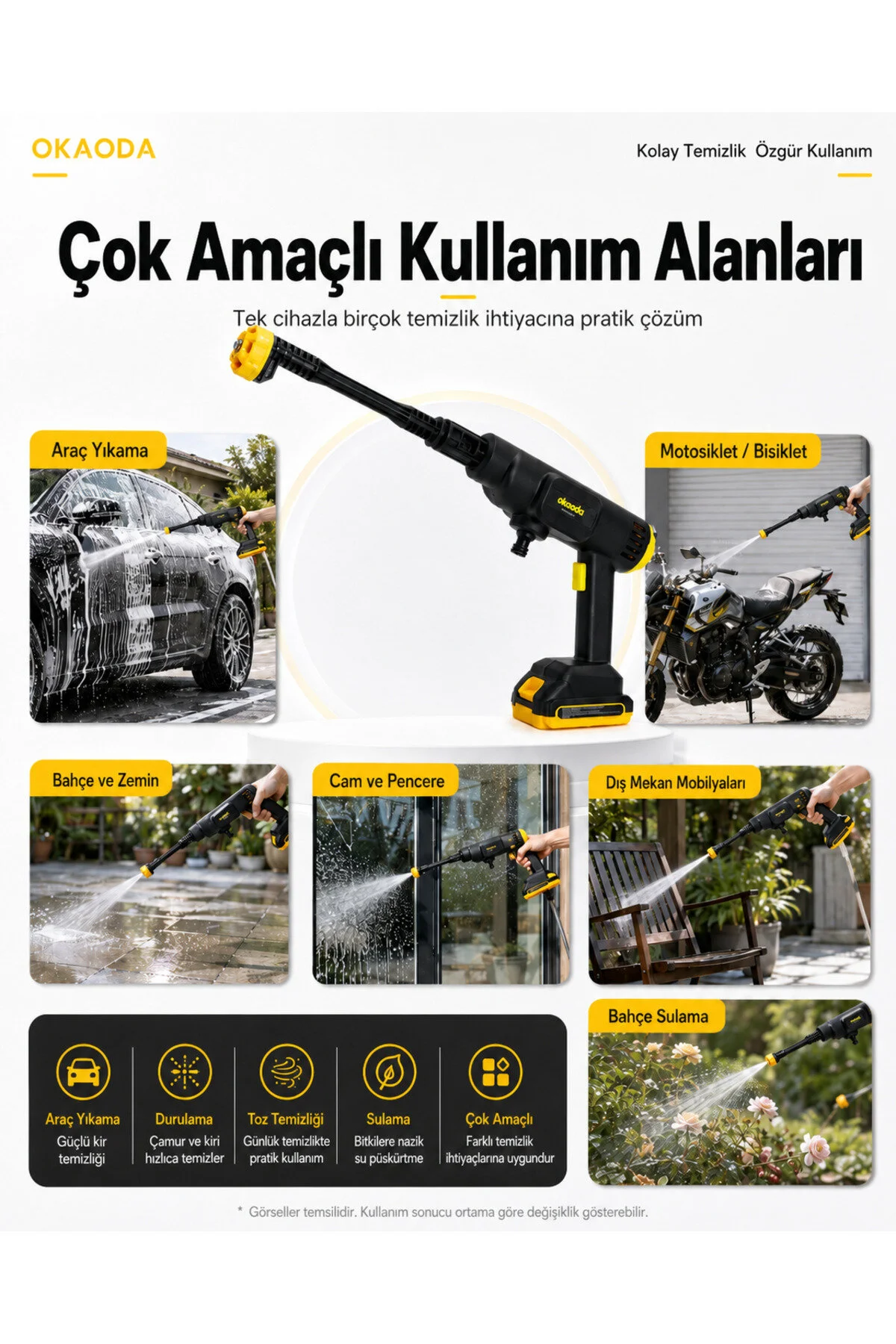 okaoda 💰Yeni Çift Pil Oto Araba Bahçe Klima Halı Ağacı Sulama Şarjlı Yüksek Basınç Yikama Tabancasi Makine